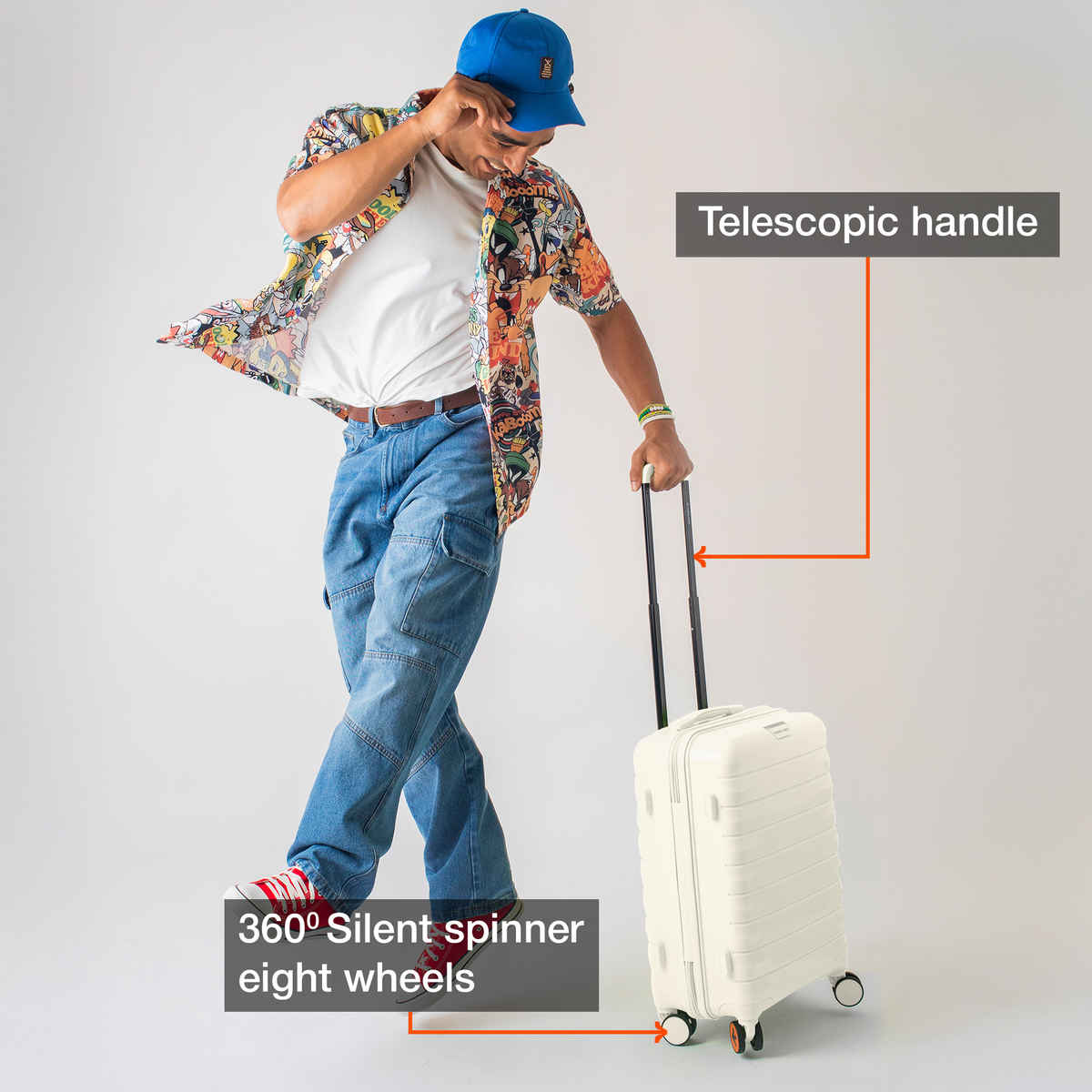 Nasher Miles Vienna Cabin Hardside Polypropylene 20 Inch-55 cm Trolley Bag- Cream