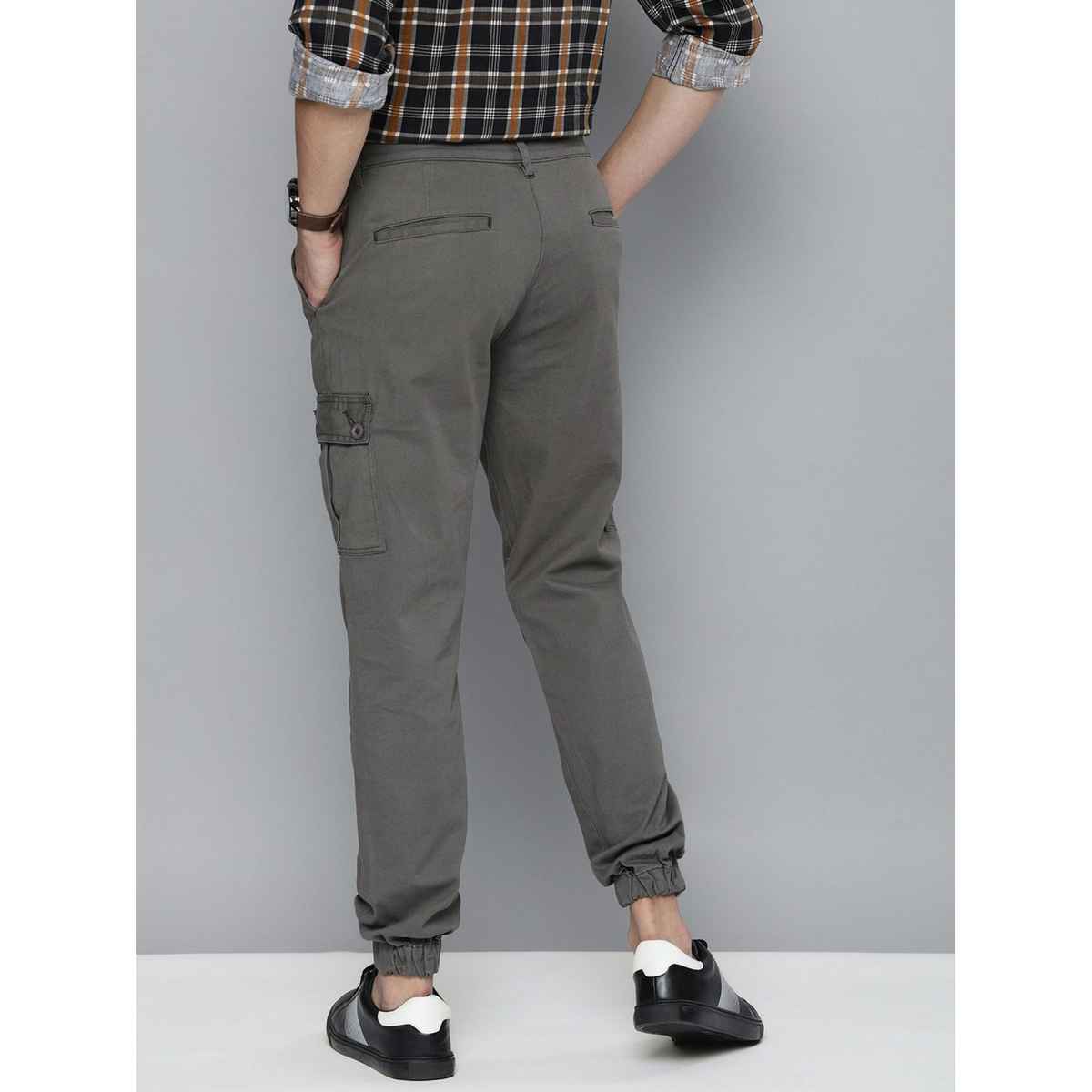 The Indian Garage Co Men's Slim Fit Solid Casual Trouser | Grey - 30