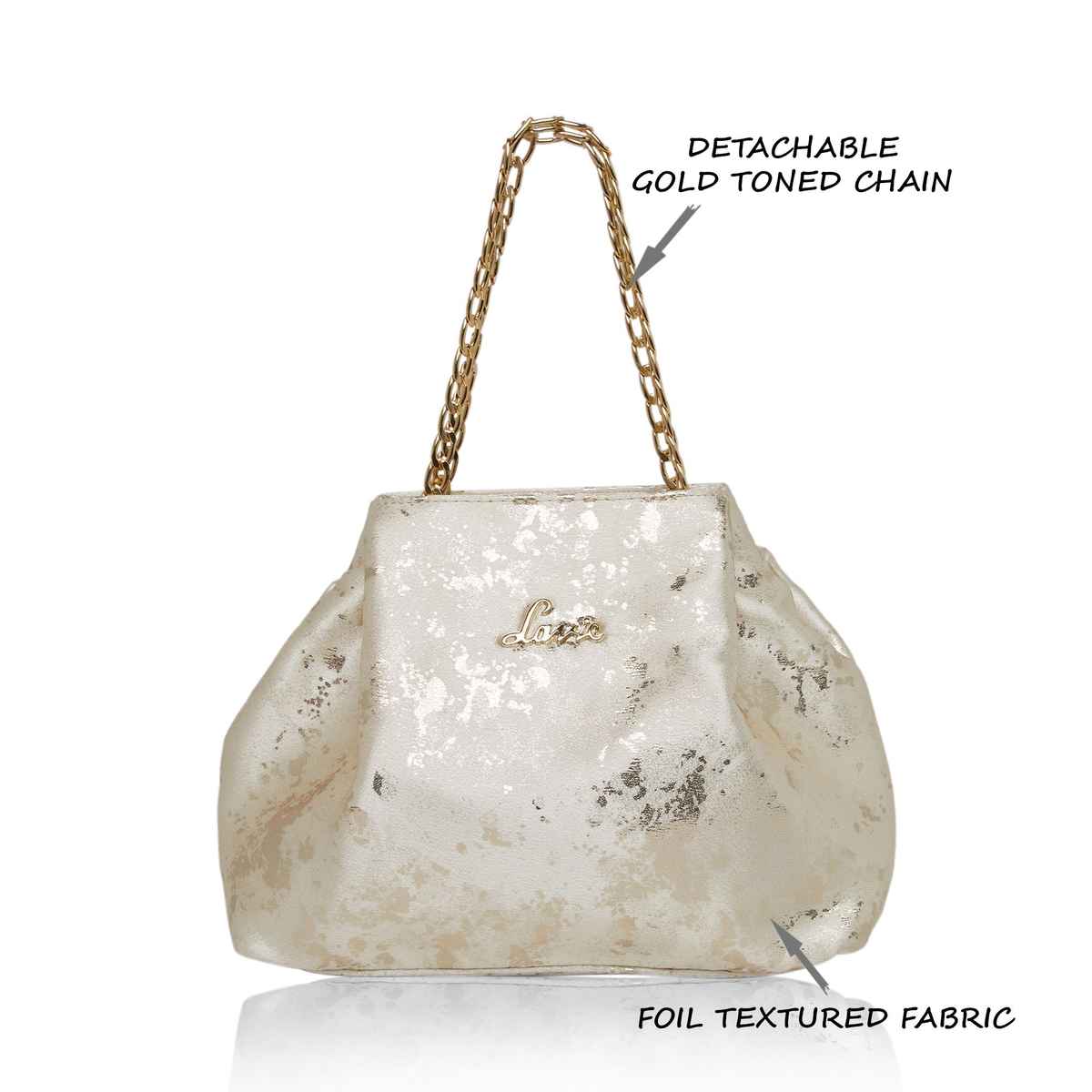 Lavie Women's Shaya Structured Potli Bags | Pouches for Festive Seasons & Wedding | Gold