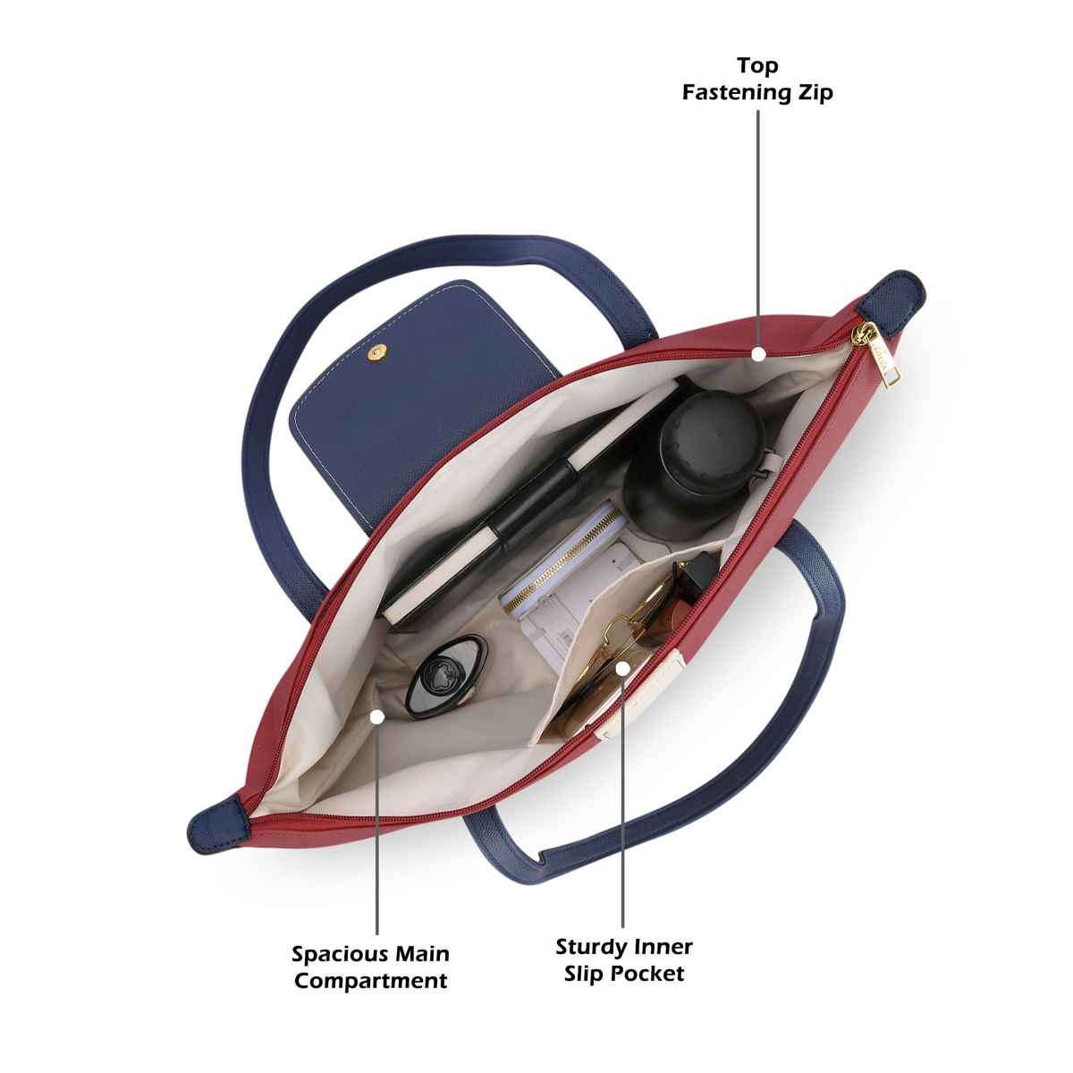 Lavie Women's Colourblock Vincy Tote Handbag | Red