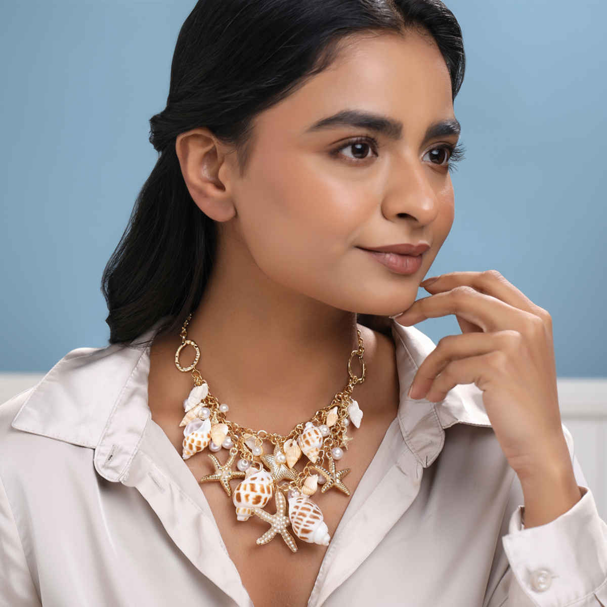 Yellow Chimes Fashion Choker Necklace with Pearls - Perfect Birthday Gift for Women