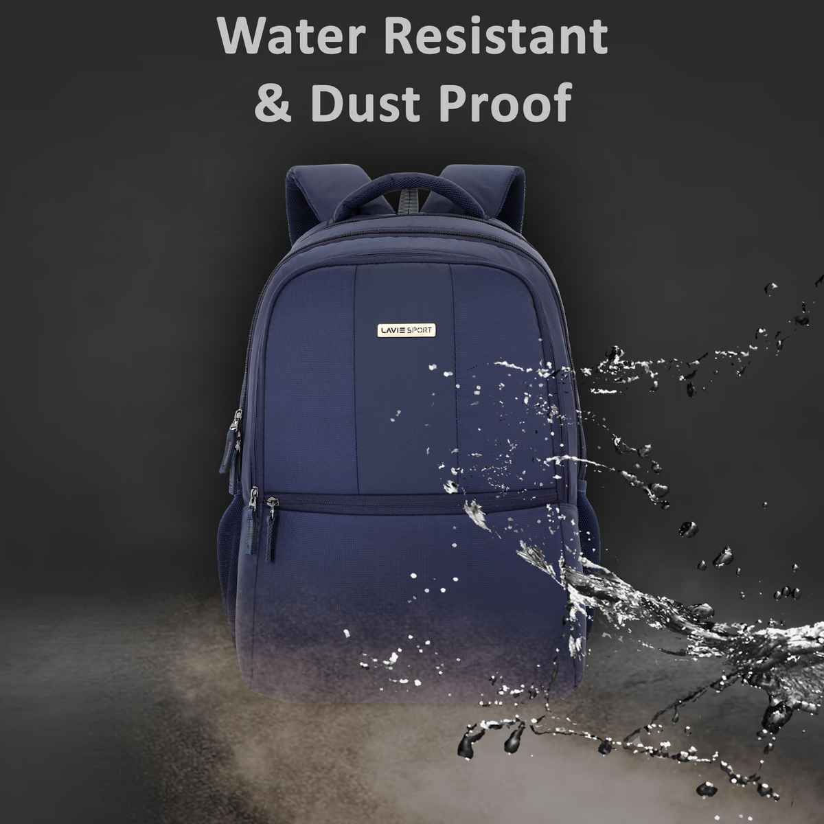 Lavie Sport Unisex Solid Polyester Laptop Backpack | Navy | M | (31.5 x 19 x 47 cm)