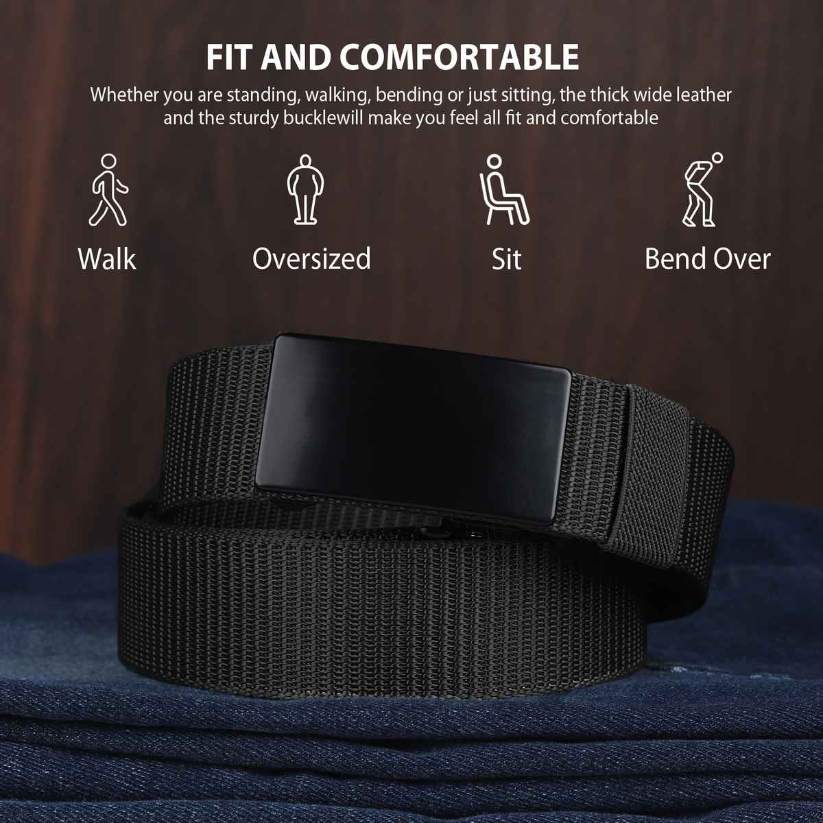 Zoro Men's Solid Woven Fabric Belt | Black - Free Size