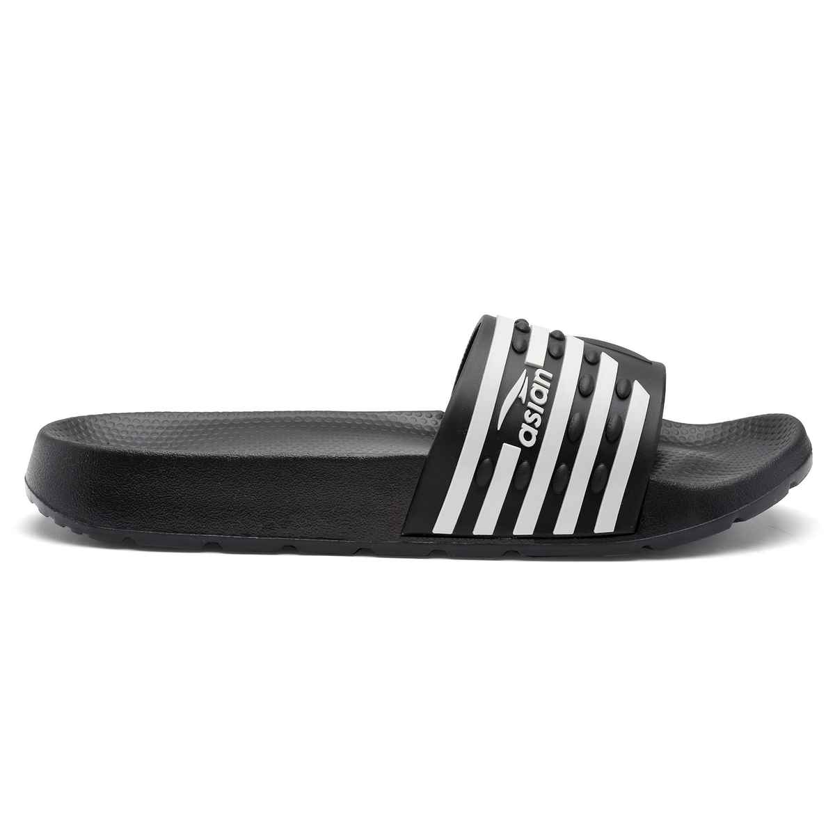 Asian Men's Slides | Slider-32 | Black and Grey - UK 7