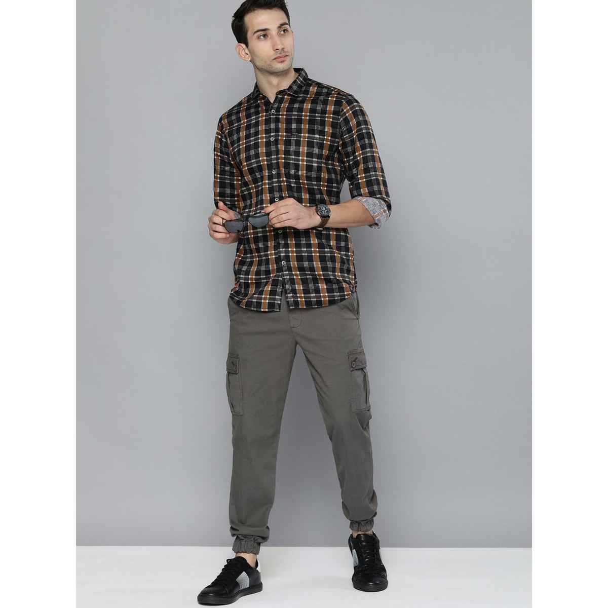The Indian Garage Co Men's Slim Fit Solid Casual Trouser | Grey - 30
