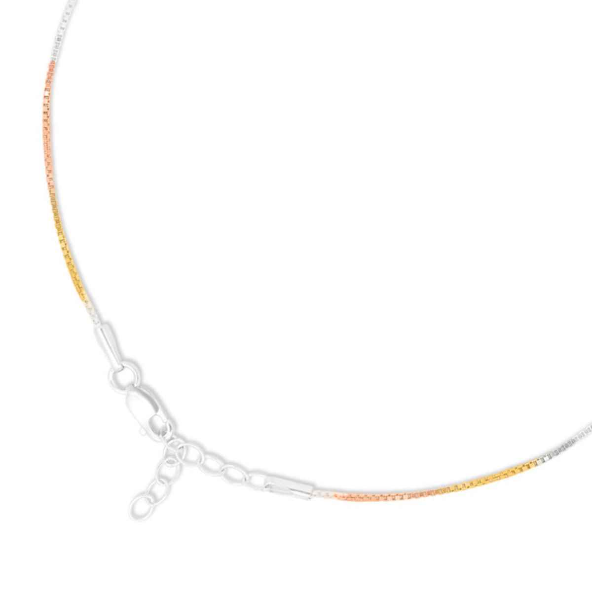 Zavya Solid Tri-Colour Plated 925 Sterling Silver Chain Anklet