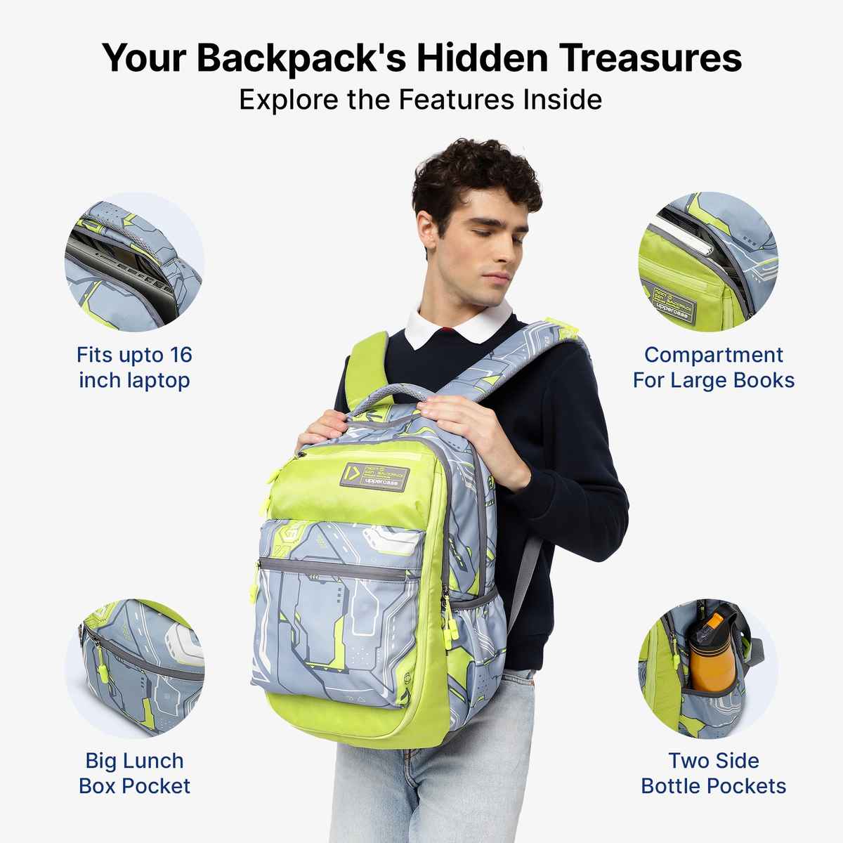 Uppercase Unisex Polyester 20 L Top Handle Laptop Backpack | Grey