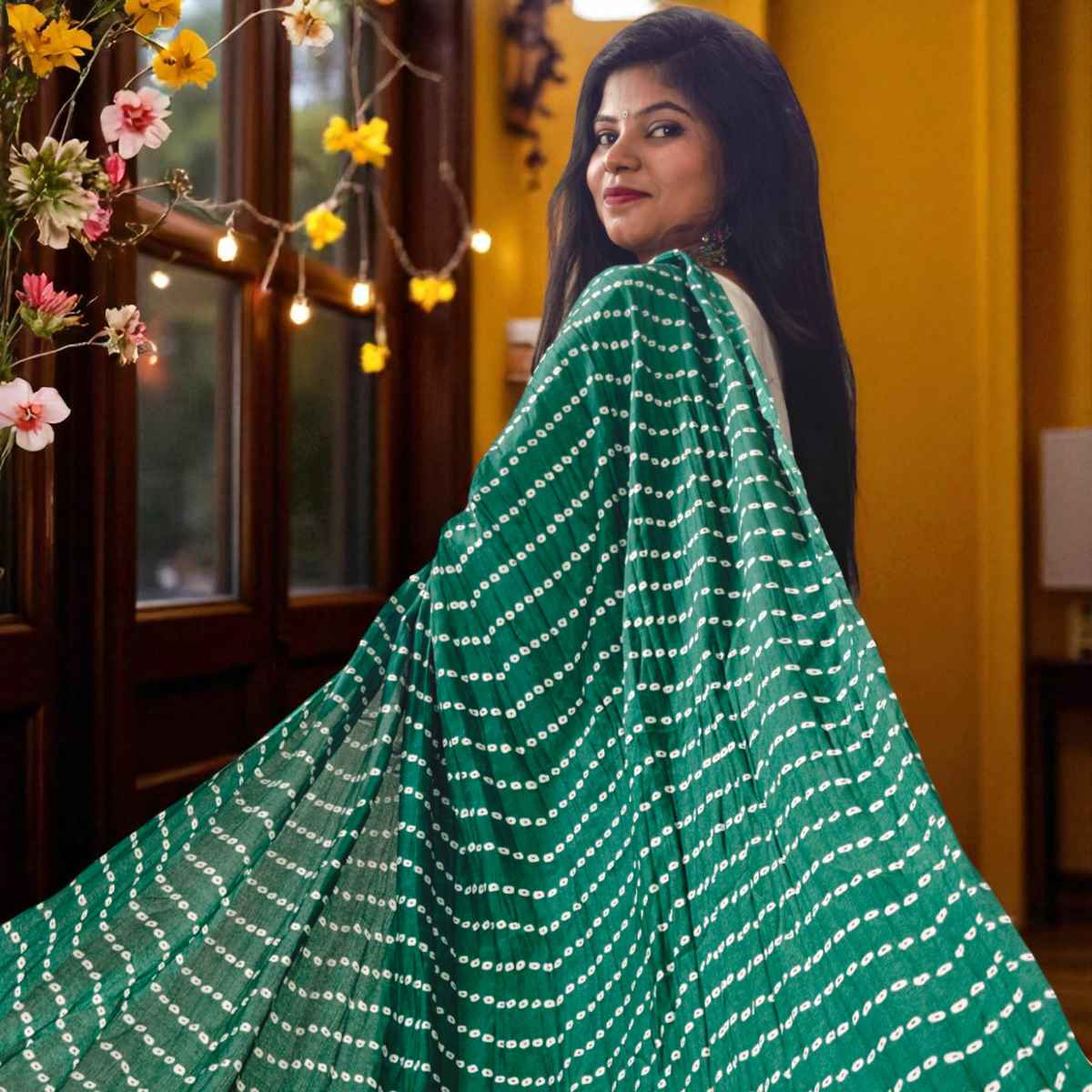 Dark Green Lehariya Dupatta | House of Festivals
