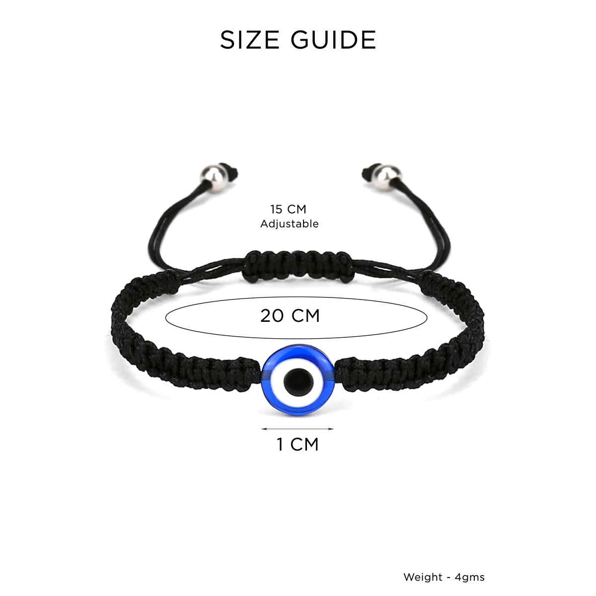 Yellow Chimes Unisex Black & Blue Evil Eye Bead Wraparound Bracelet