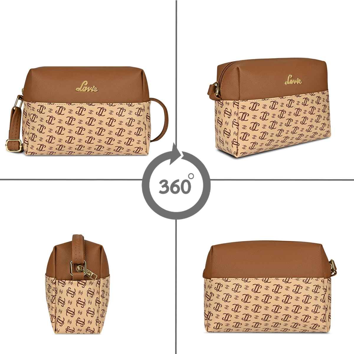 Lavie Women's Mono Ll Senna Box Crossbody Sling Bag | Ladies Purse Handbag | Taupe