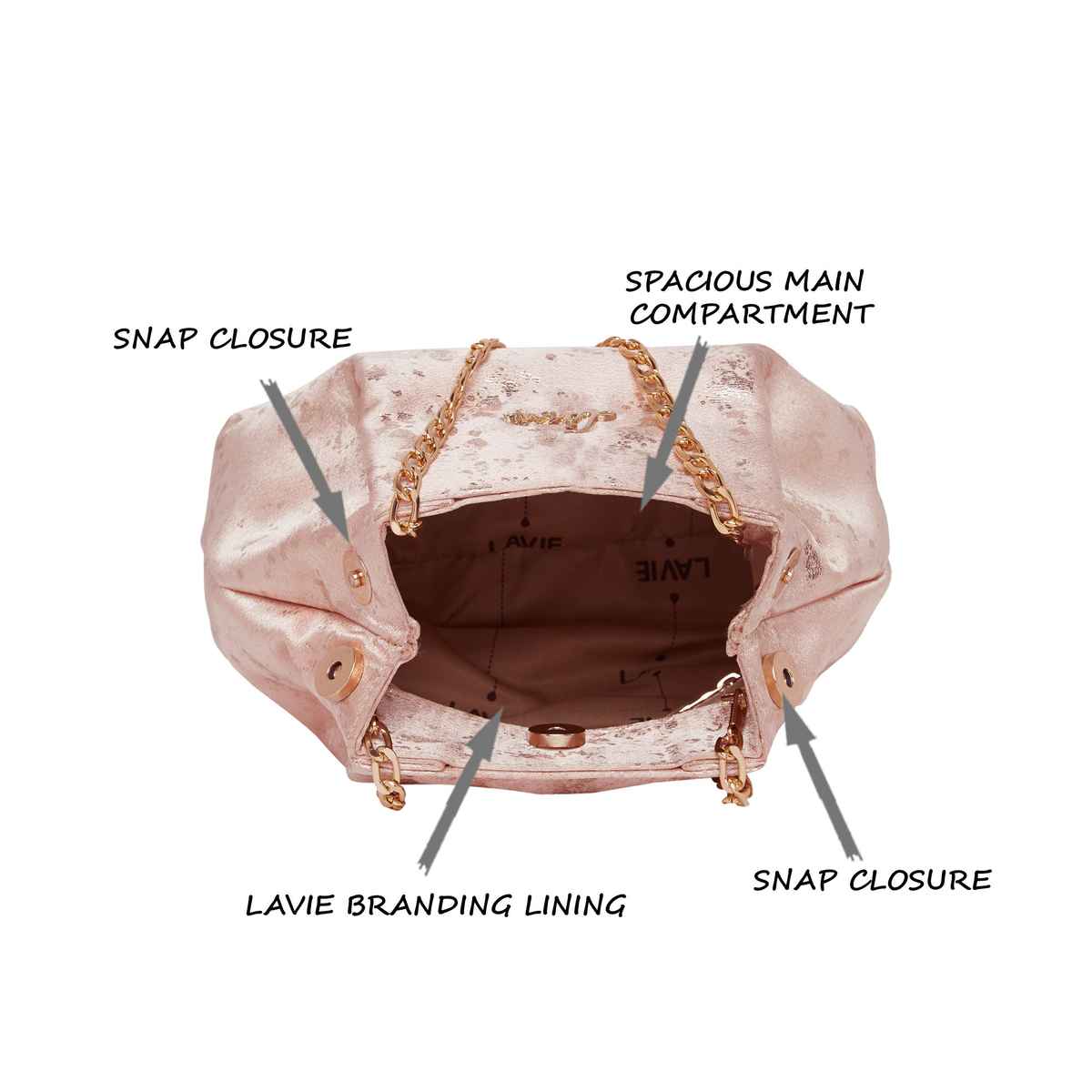 Lavie Women's Shaya Structured Potli Bags | Pouches for Festive Seasons & Wedding | Pink