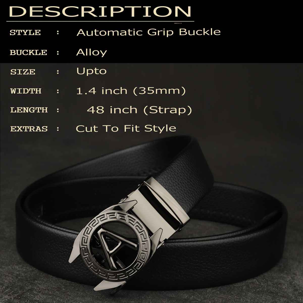 Zoro Men's Solid Vegan Leather Belt | Black - Free Size