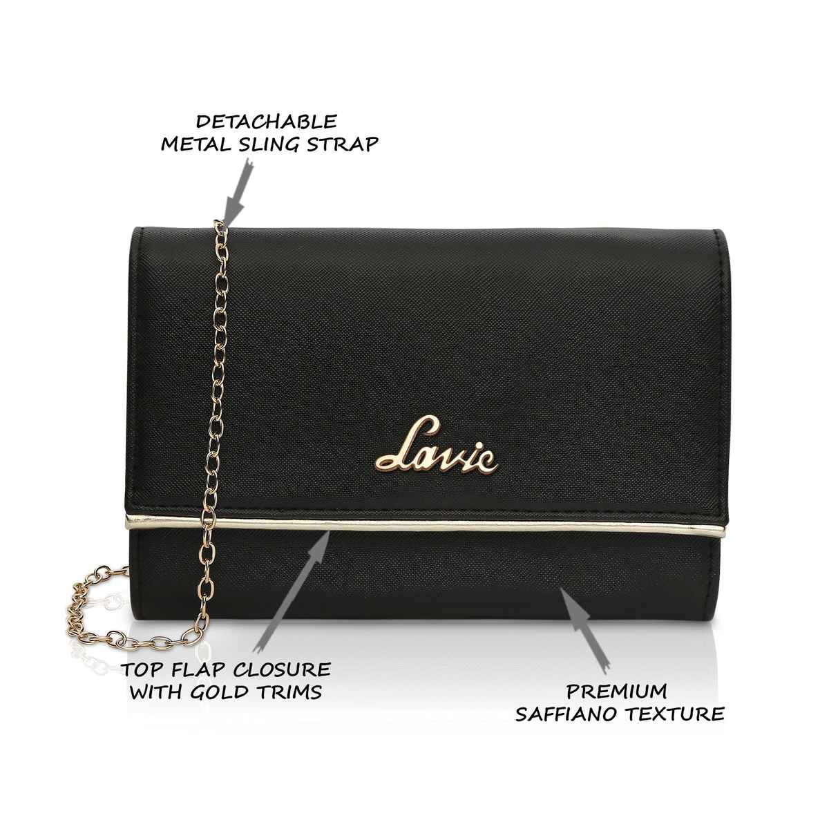 Lavie Women's Ava Foldover Clutch | Ladies Purse | Black