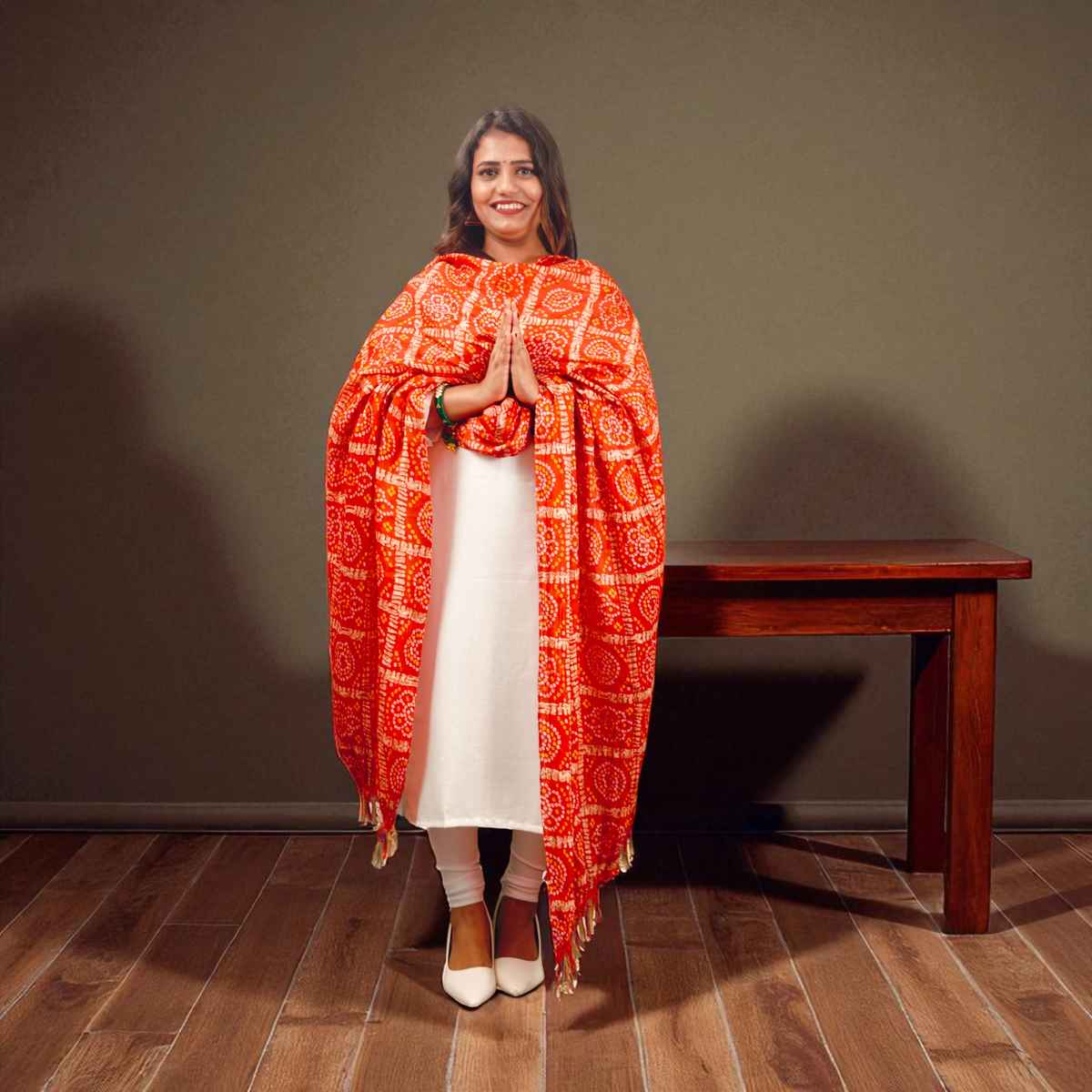 Red Bandhini Dupatta | House of Festivals