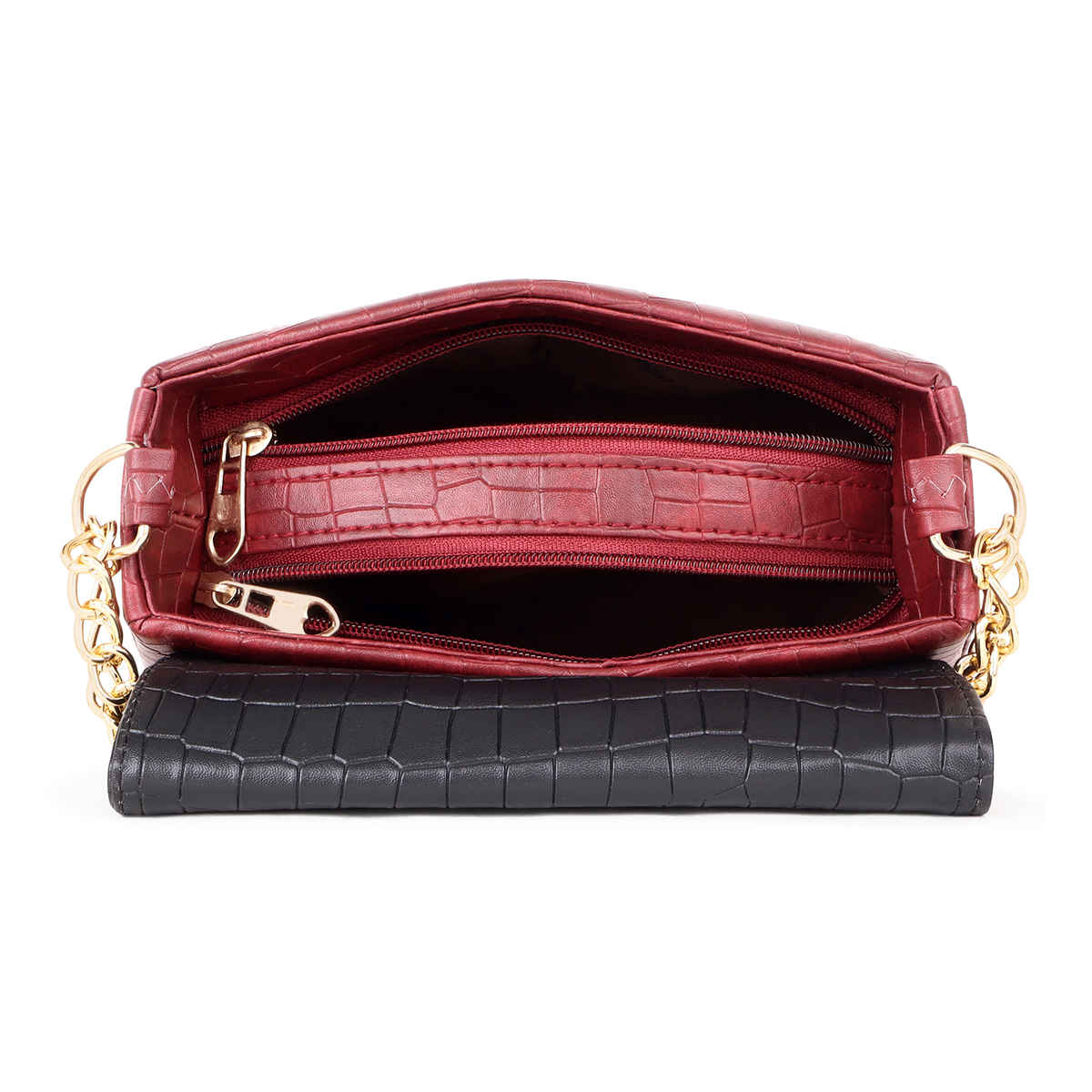 Legal Bribe Stylish Crock Sling Bag | Maroon/Black | LB2054