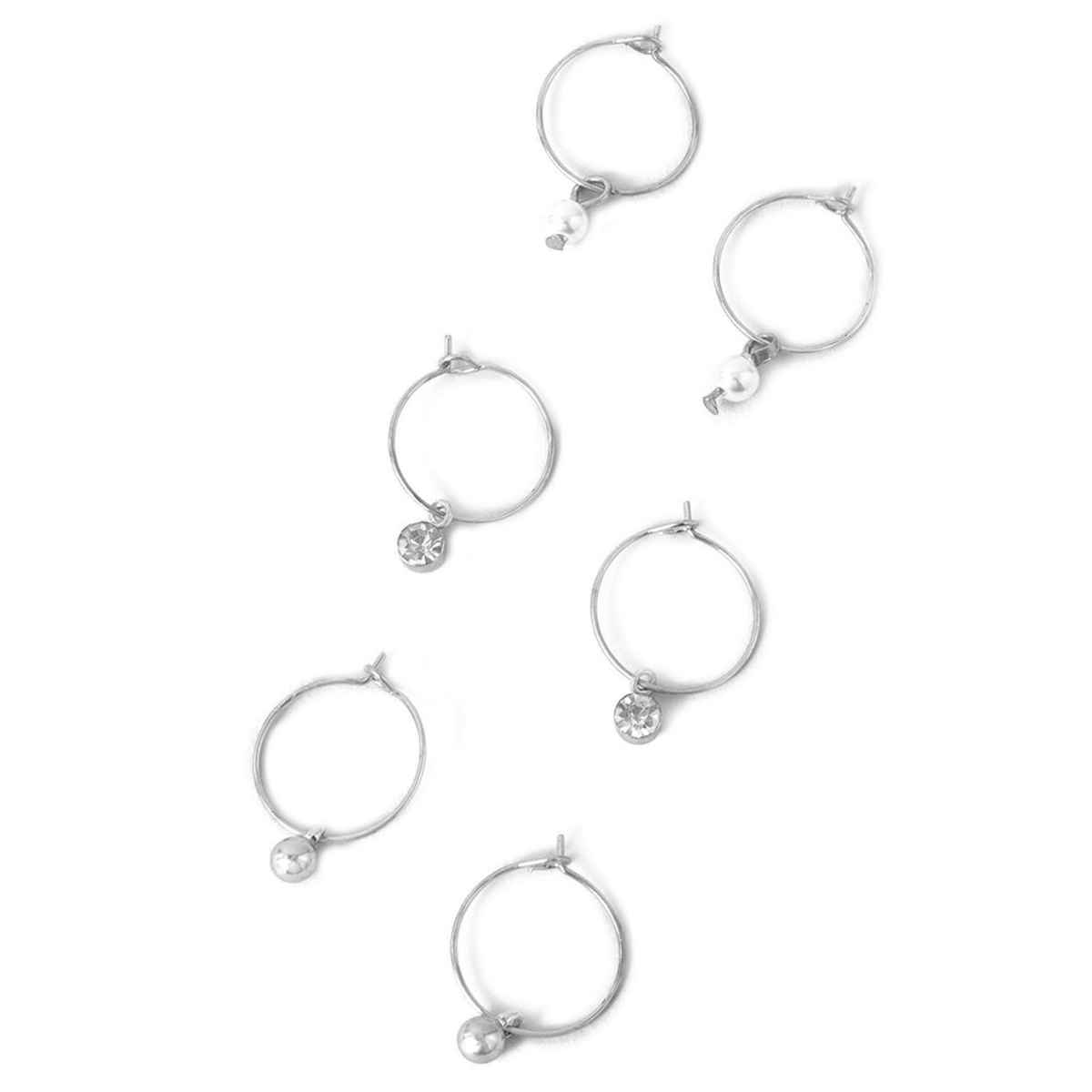 Accessorize London Women's Crystal Set Of 3 Simple Hoop Earring - Silver