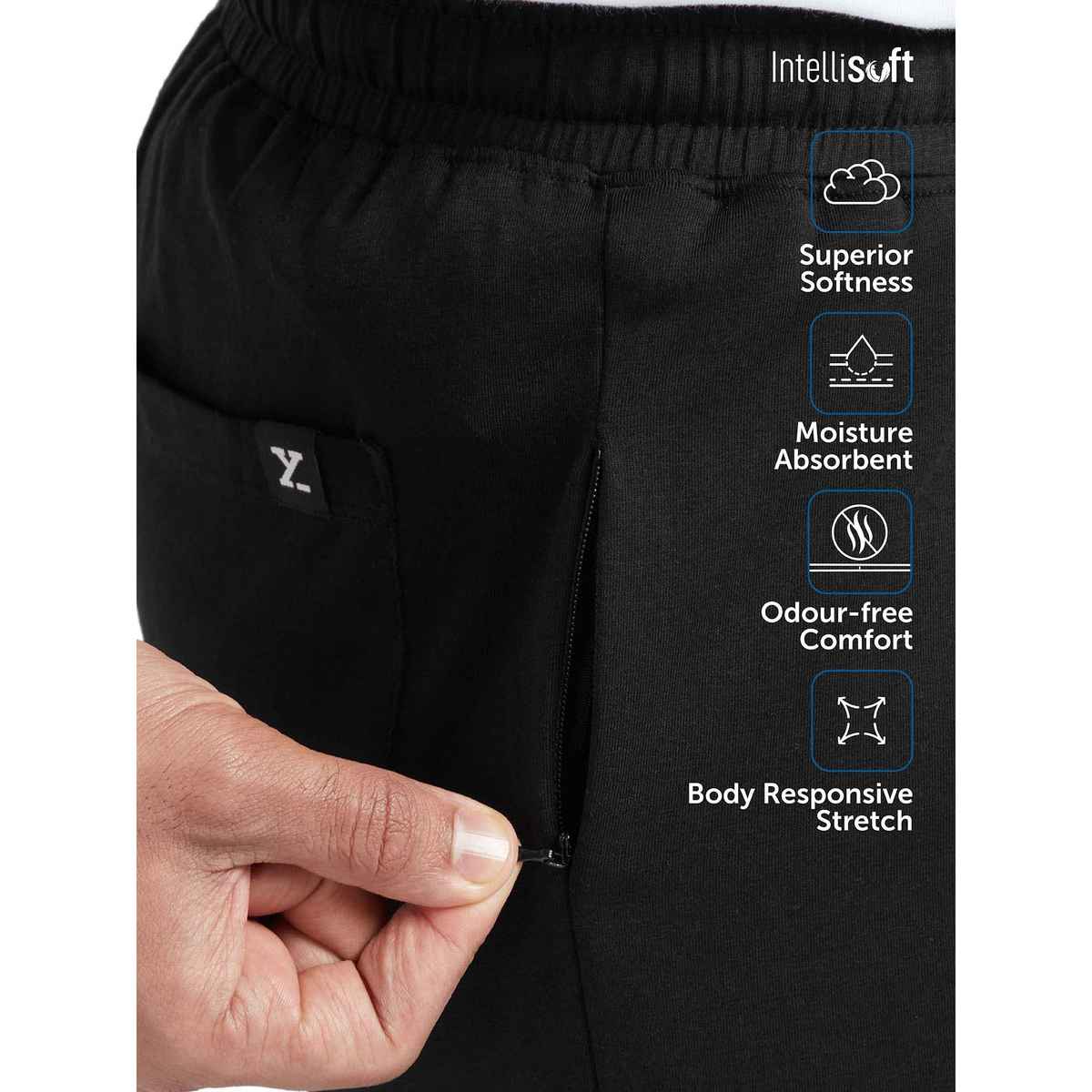 XYXX Ace IntelliSoft Cotton Modal Solid Loungewear Relaxed Fit | 2 Zipper Side pockets | Black- S