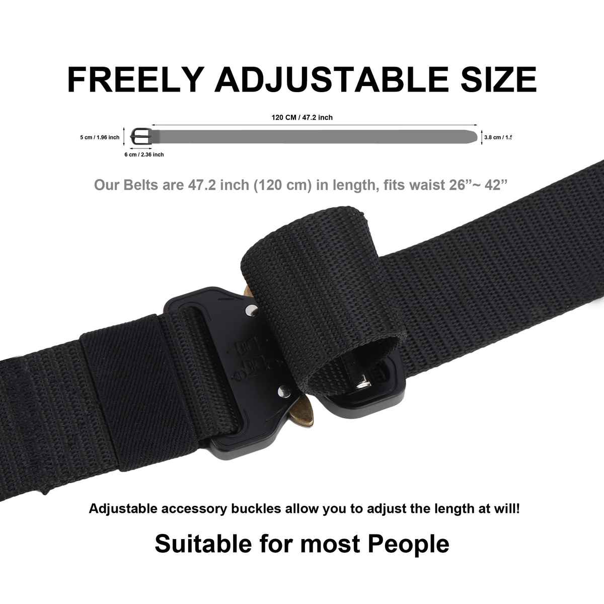 Zoro Men's Solid Nylon Belt | Black - Free Size