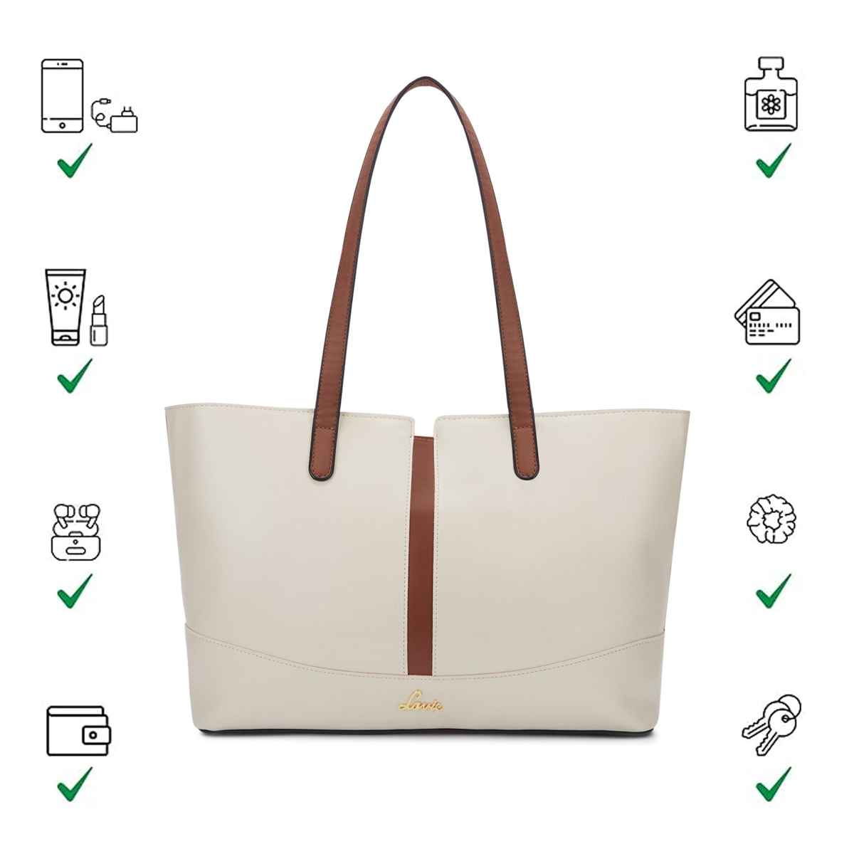 Lavie Women's Lyla Colourblock Tote Handbag | Ladies Purse | Shoulder Bag | Large | Off White