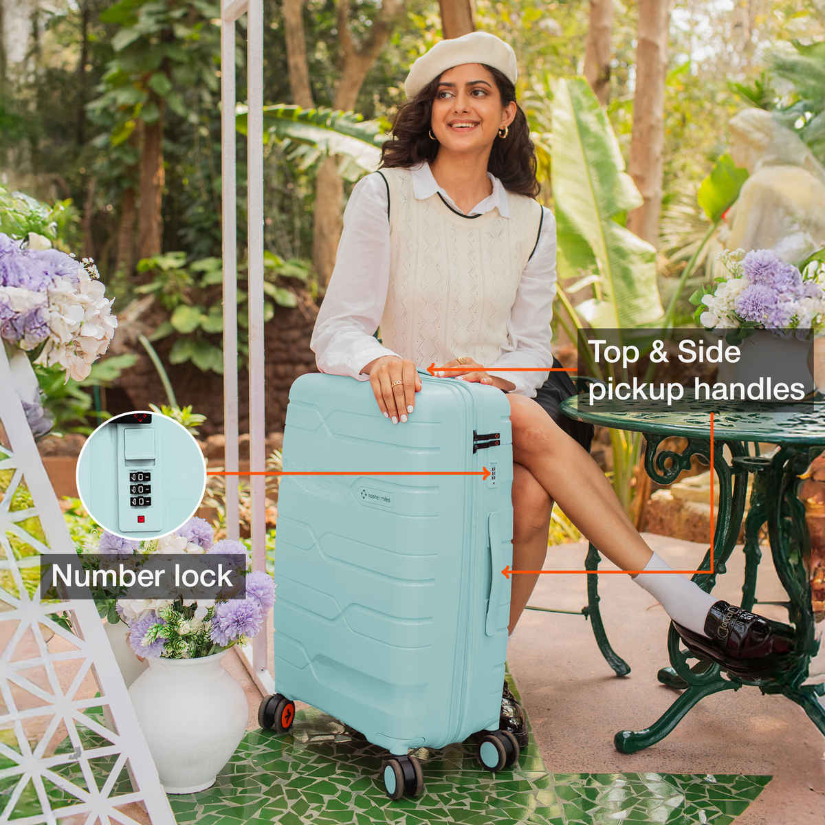 Nasher Miles Paris Check-In Hard Sided Polypropylene- 28 Inch - 75 cm Trolley Bag- Pastel Green