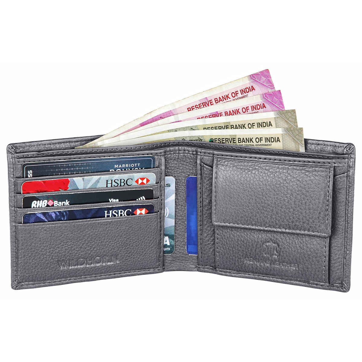 Wildhorn Men's Genuine Leather Bi-fold Wallet | Grey