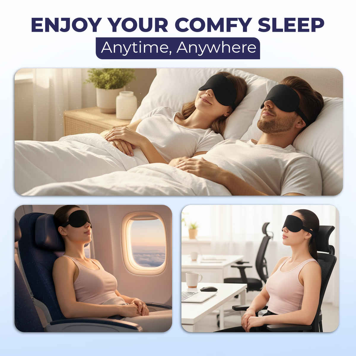 Billebon Adjustable Travel Eye Mask Soft Comfortable Lightweight Sleeping Mask