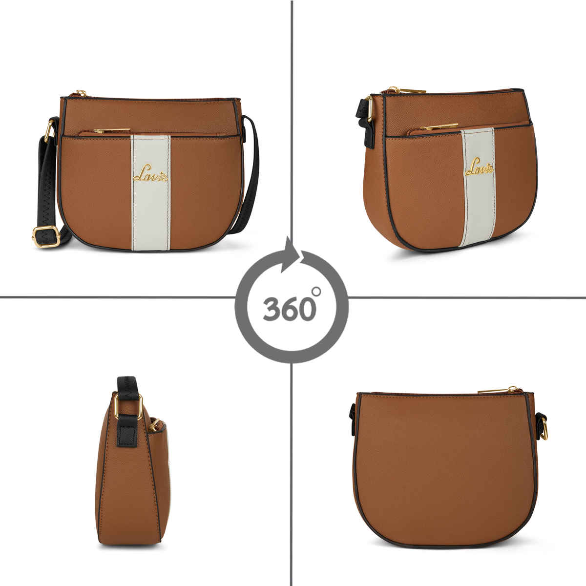 Lavie Women's Colourblock Spade Crossbody Sling Bag | Ladies Purse Handbag | Tan