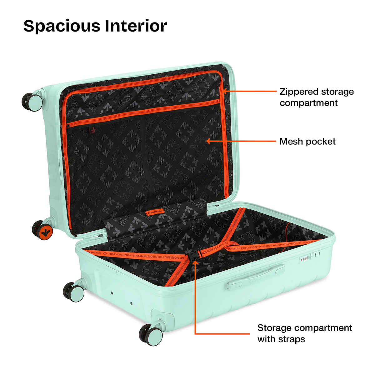 Nasher Miles Vienna Check-In Hard Sided Polypropylene- 28 Inch - 75 cm Trolley Bag- Cool Mint