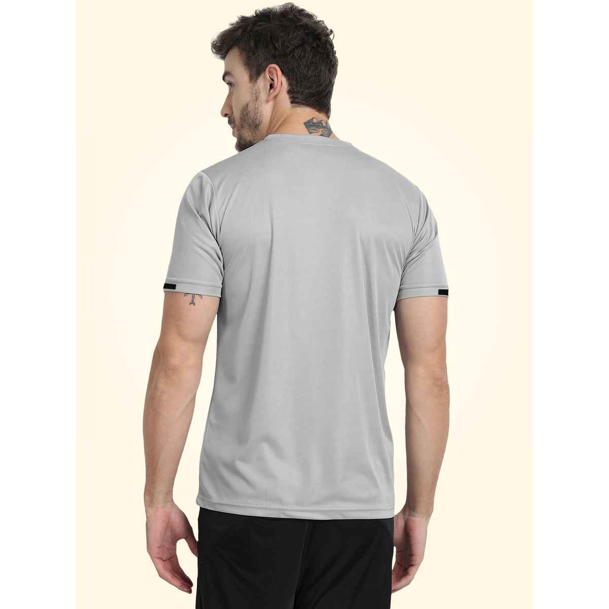 FTX Men s Solid Round Neck Polyester Half Sleeve Casual T-shirt | Light Grey | XL