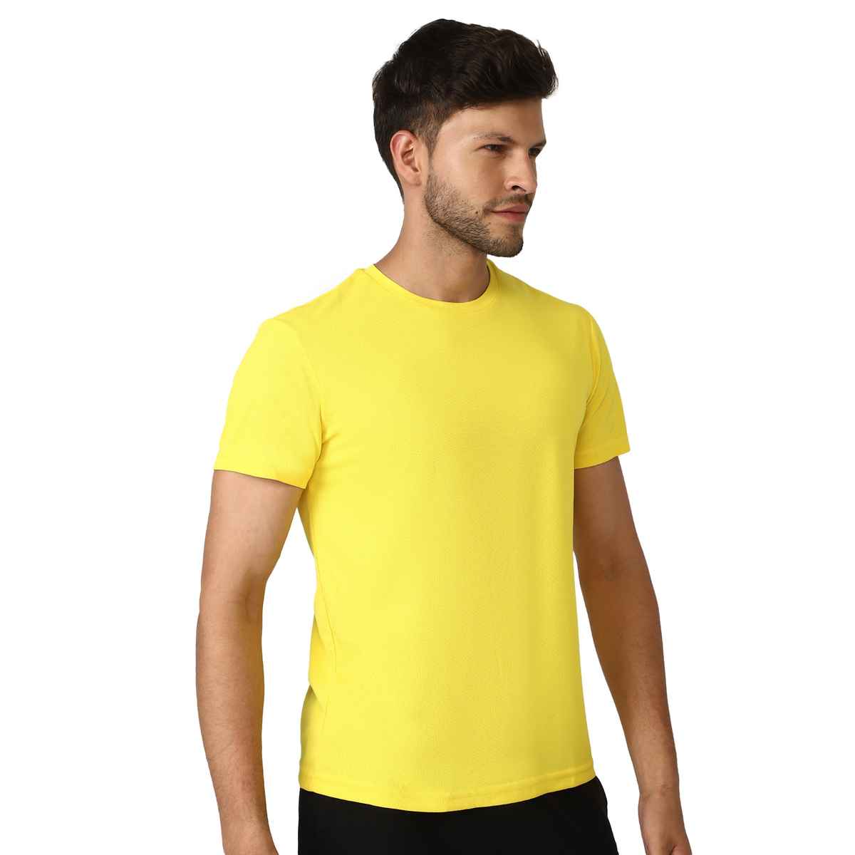 hummel Men's Budoc Round Neck Solid Regular Fit Gym T-shirt | Yellow - XL