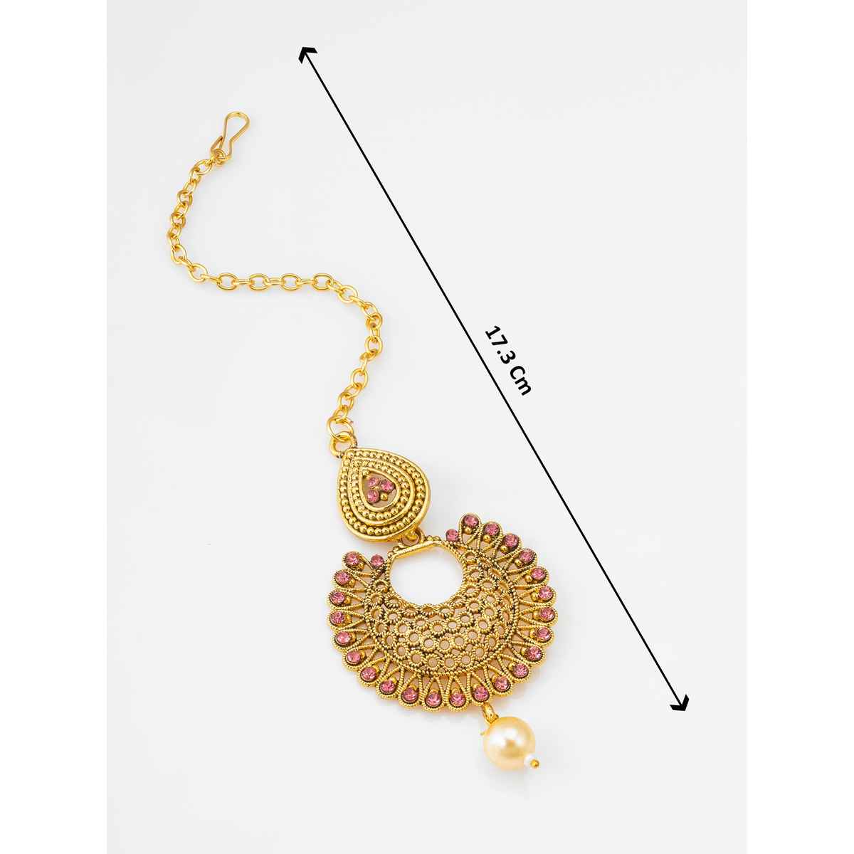 Aadita Traditional Maang Tikka- Gold Plated Kundan & Pearl Headpiece for Bridal & Ethnic Wear