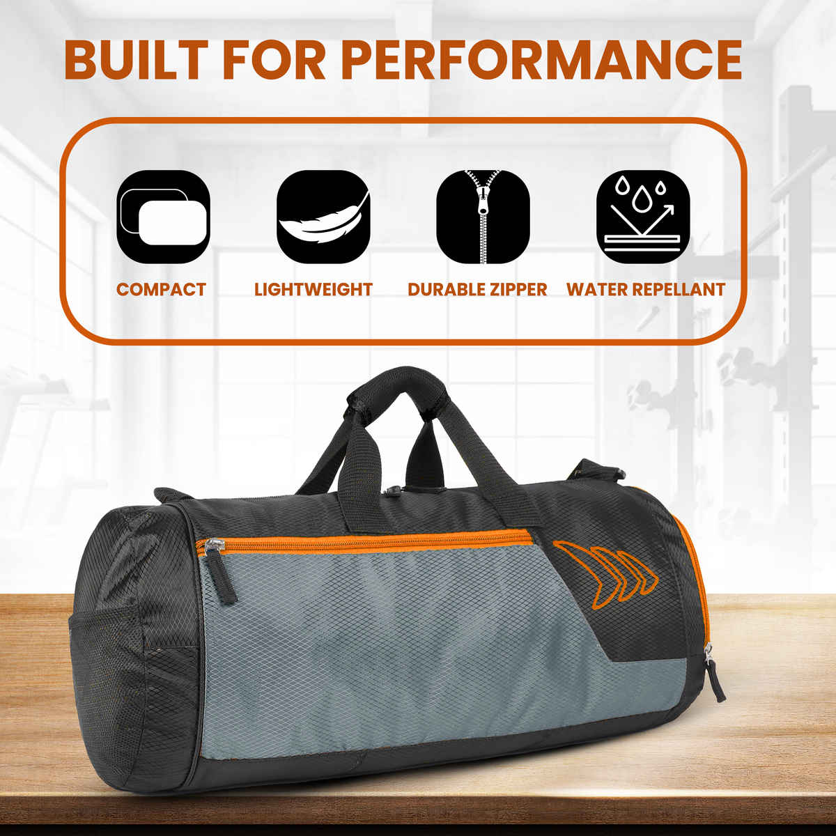MAYOR Premium Gym Bag with Shoe Compartment | Orange and Black