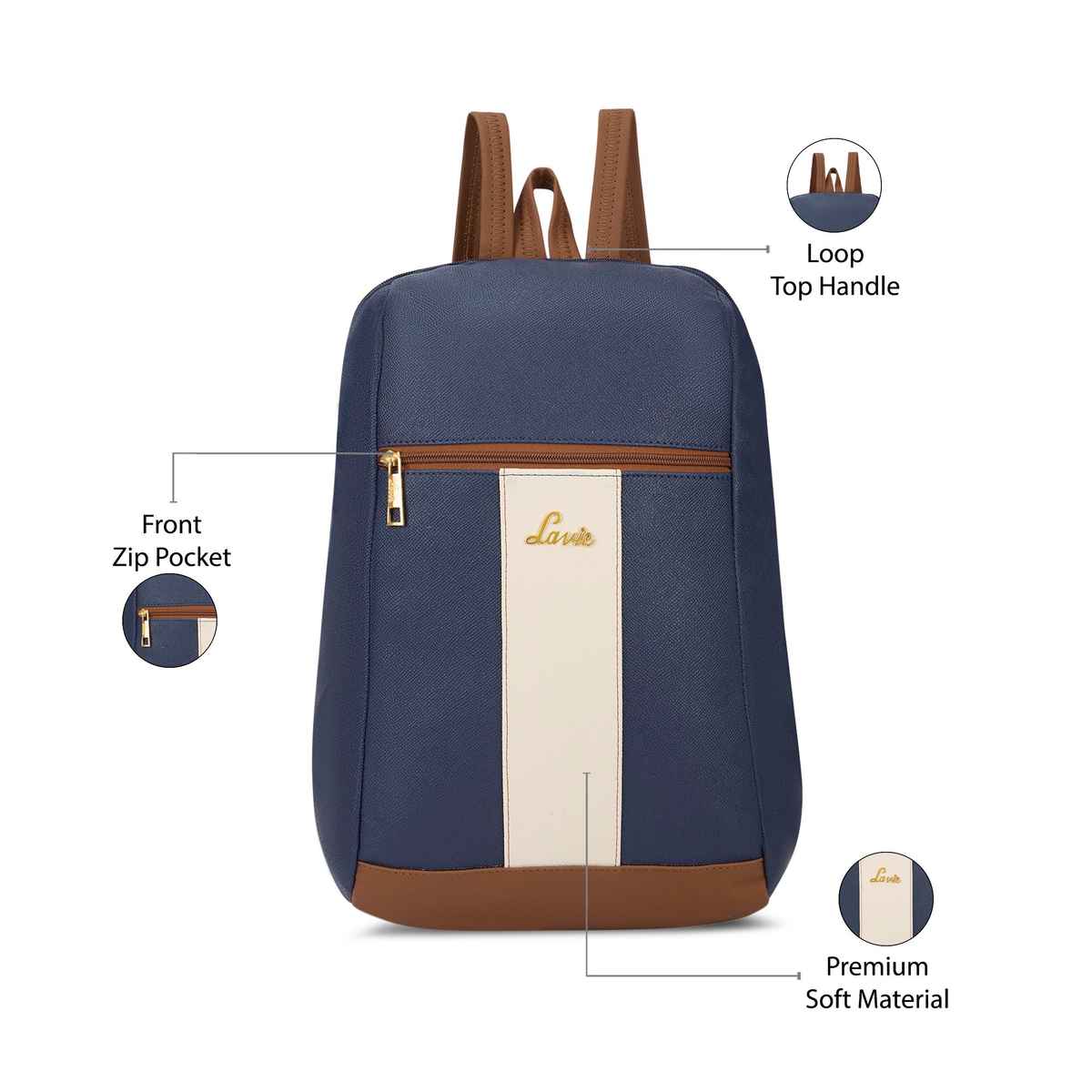 Lavie Women's Colourblock Cobie Fashion Backpack for | Shoulder Bag | Navy