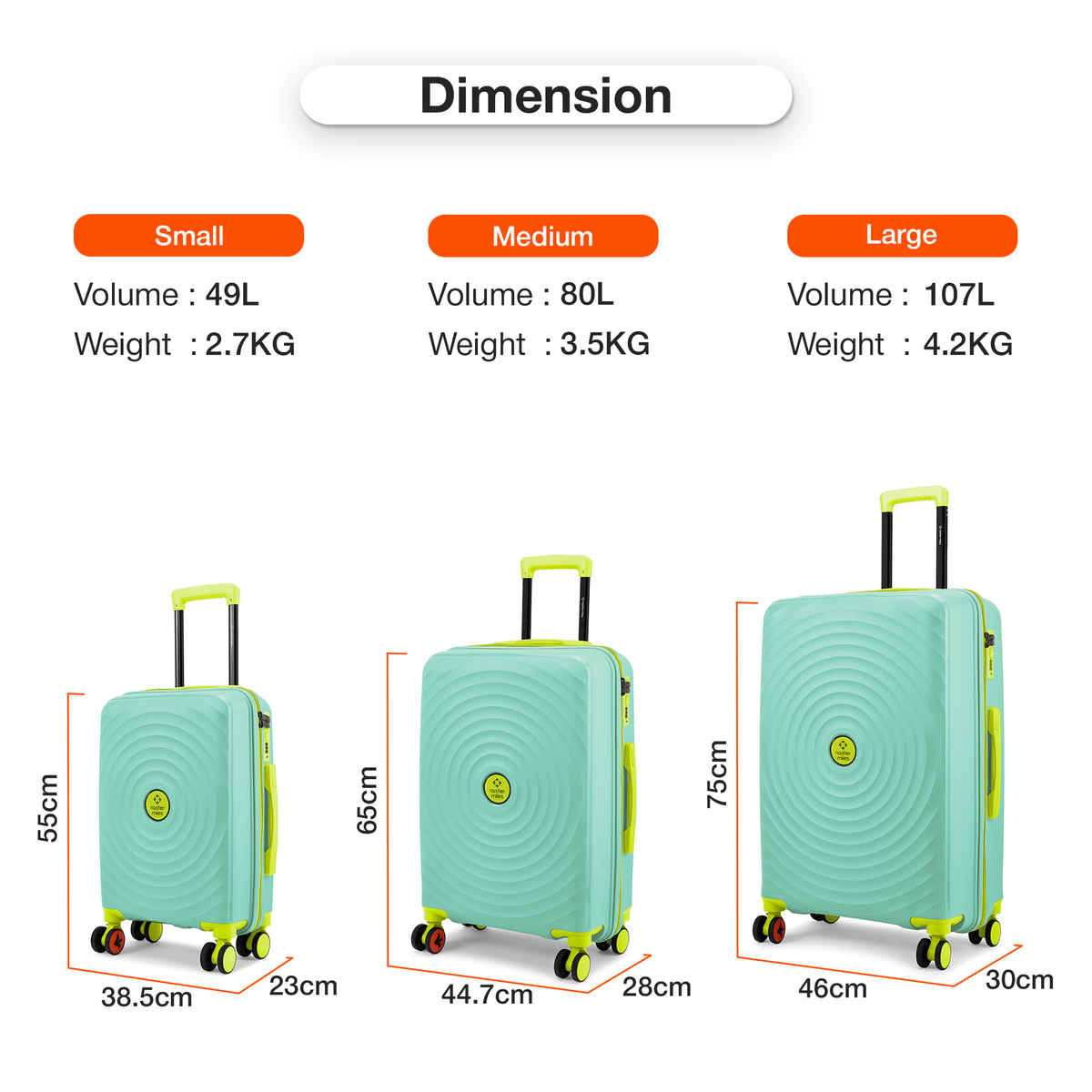 Nasher Miles Goa Check-In Hard Sided Polypropylene- 24 Inch - 65 cm Trolley Bag- Cyan Green