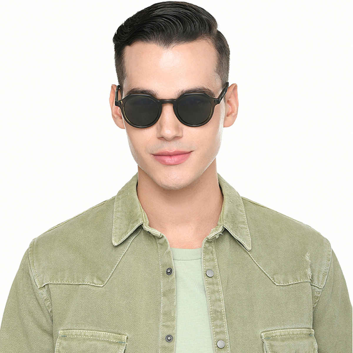 John Jacobs By Lenskart Unisex Acetate Round Sunglasses | Transparent Green
