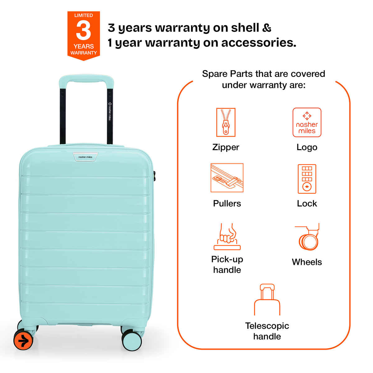 Nasher Miles Vienna Cabin Hard Sided Polypropylene- 20 Inch - 55 cm Trolley Bag- Cool Mint