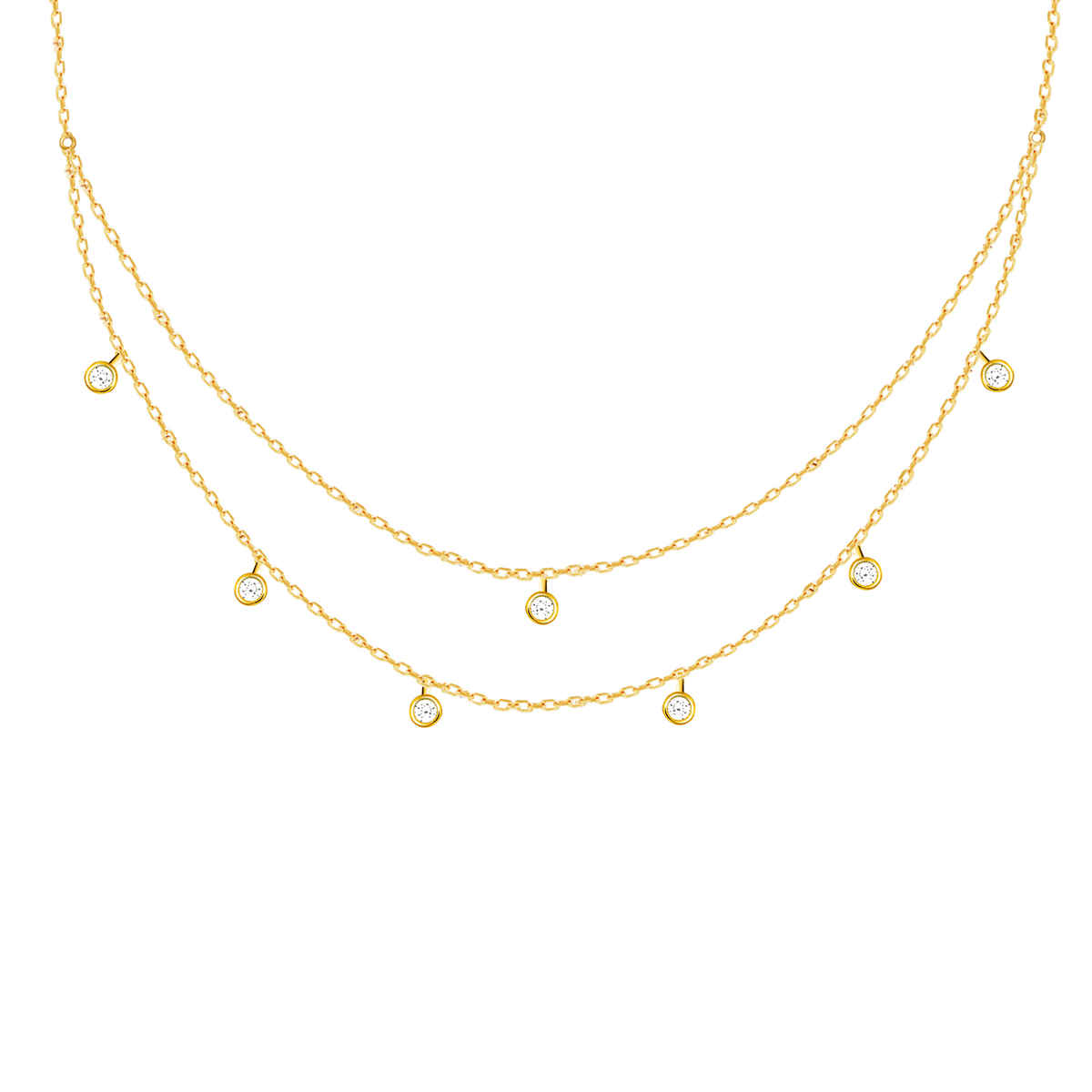 GIVA Golden Dual Layer Zircon Necklace