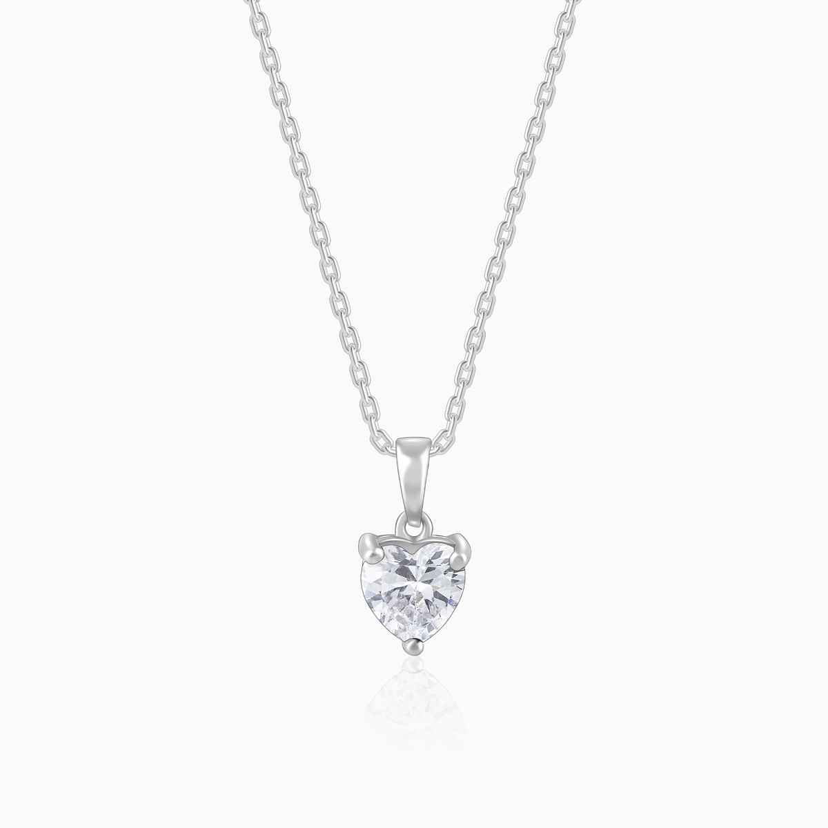 Giva Anushka Sharma Silver Solitaire Heart Pendant With Link Chain