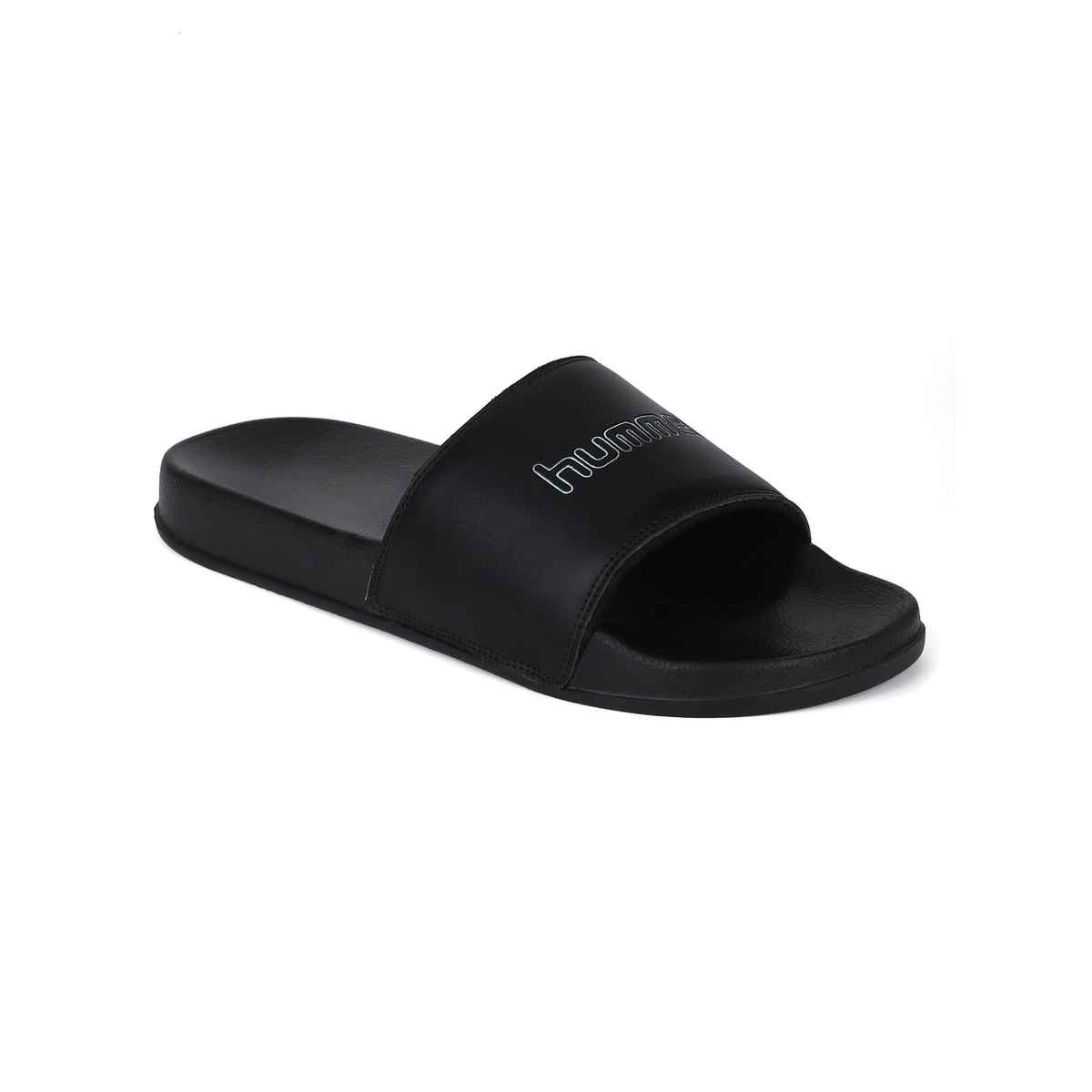 hummel Classic lightweight slides for Men with Cushioned Sole and Arch Support | Black | 8