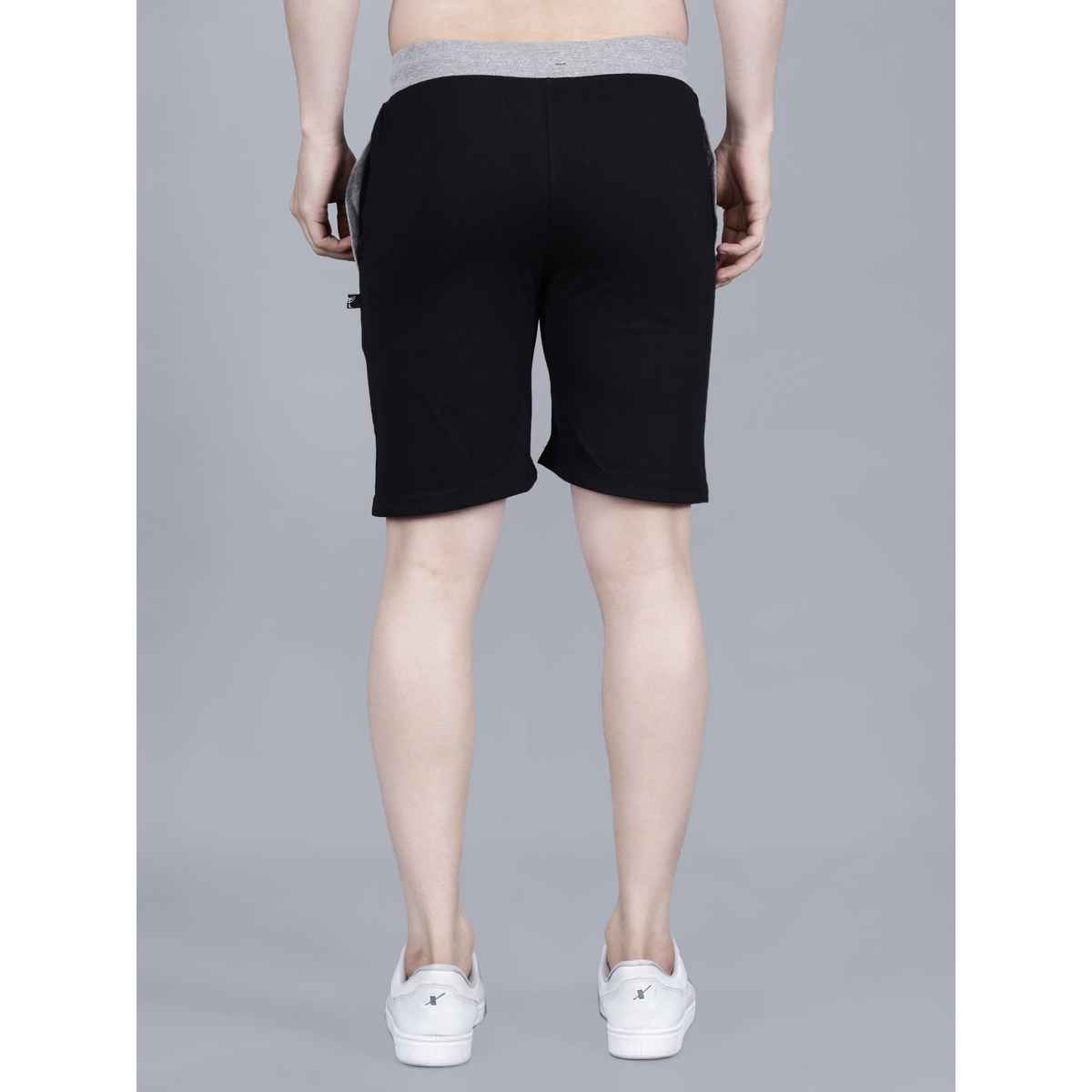 Texfro Men's | Solid Knee Length Sports & Regular Shorts with Side Pockets - Black | L