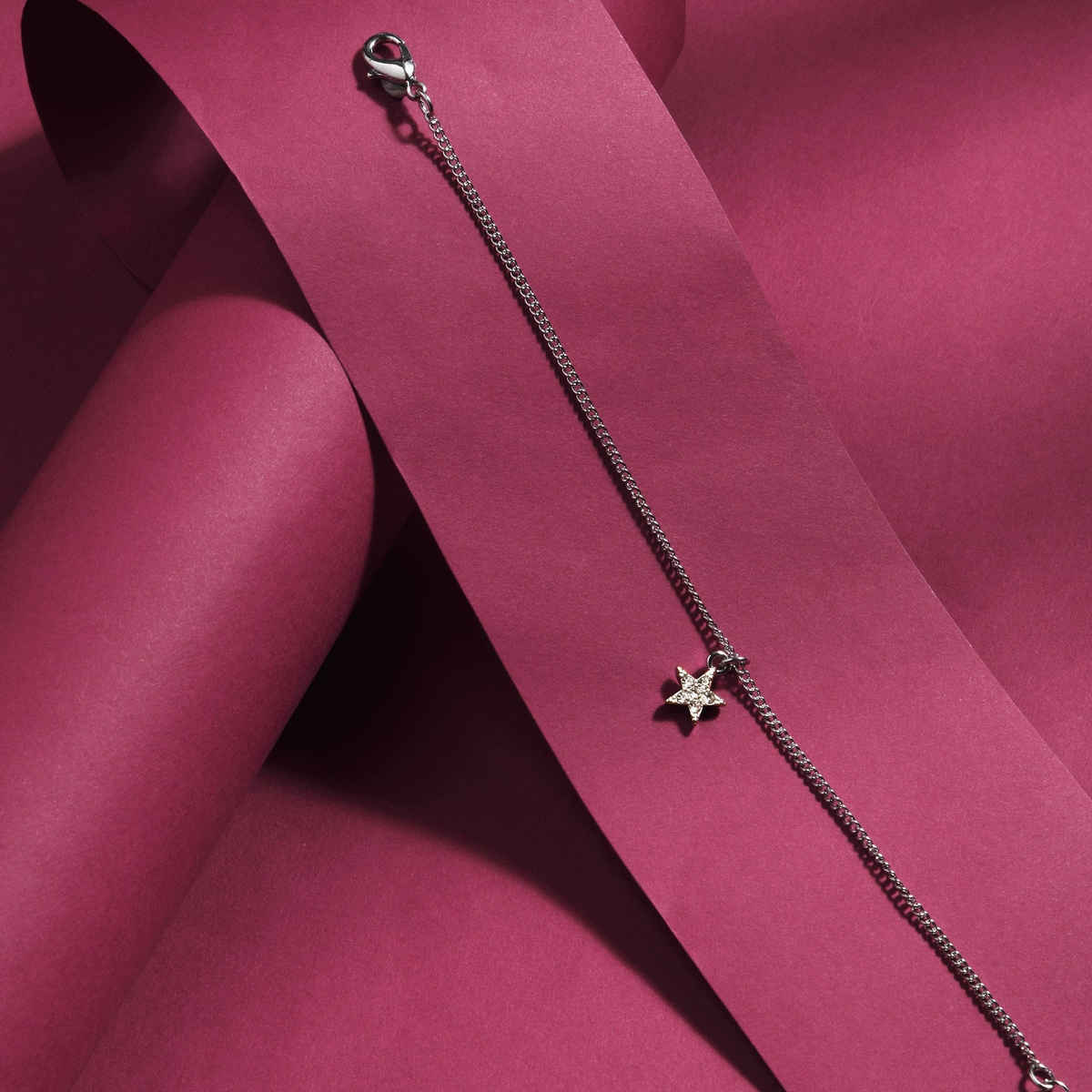 Accessorize London Women Silver Pave Star Clasp Bracelet