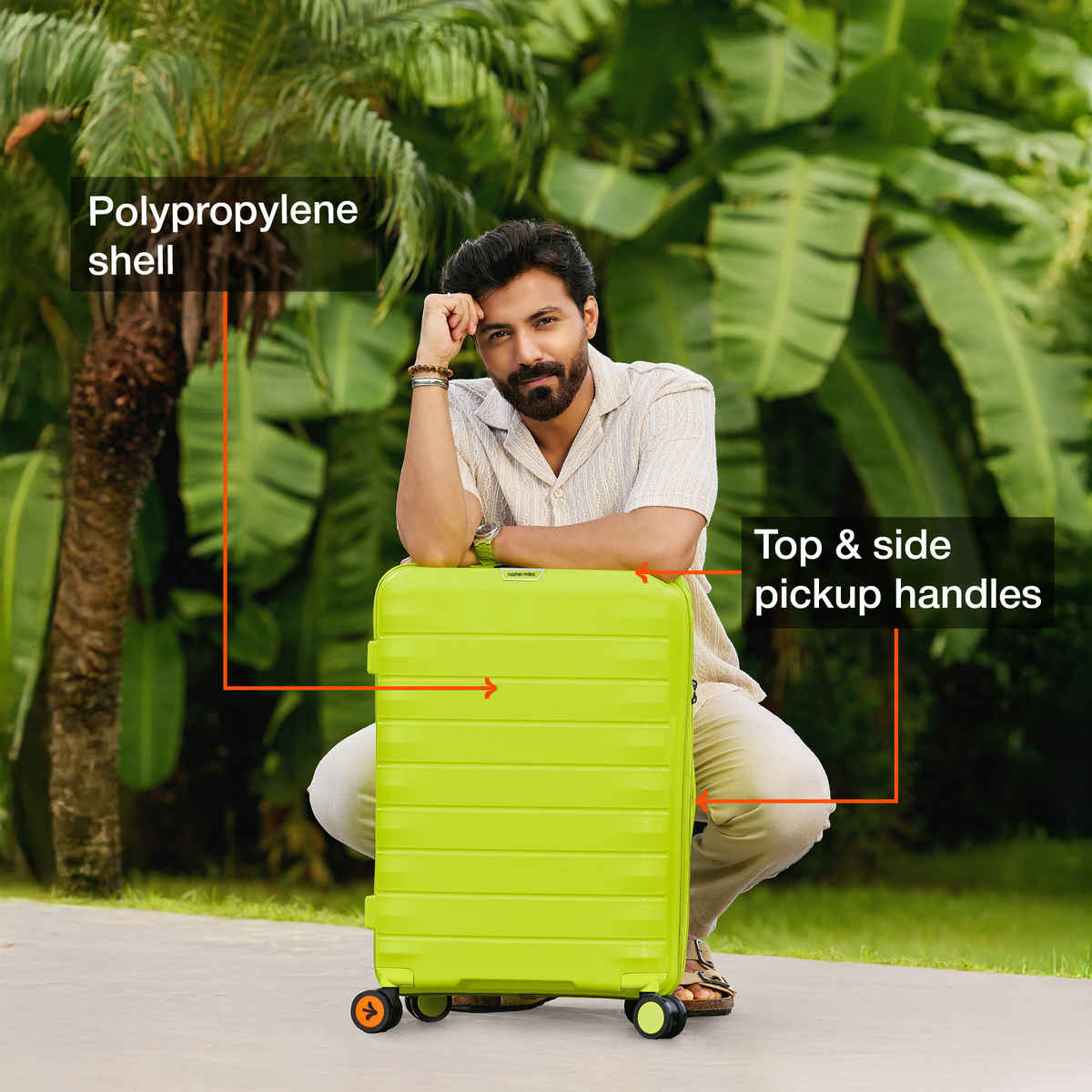 Nasher Miles Vienna Check-In Hard Sided Polypropylene 24 Inch|65 cm Trolley Bag - Neon Lime