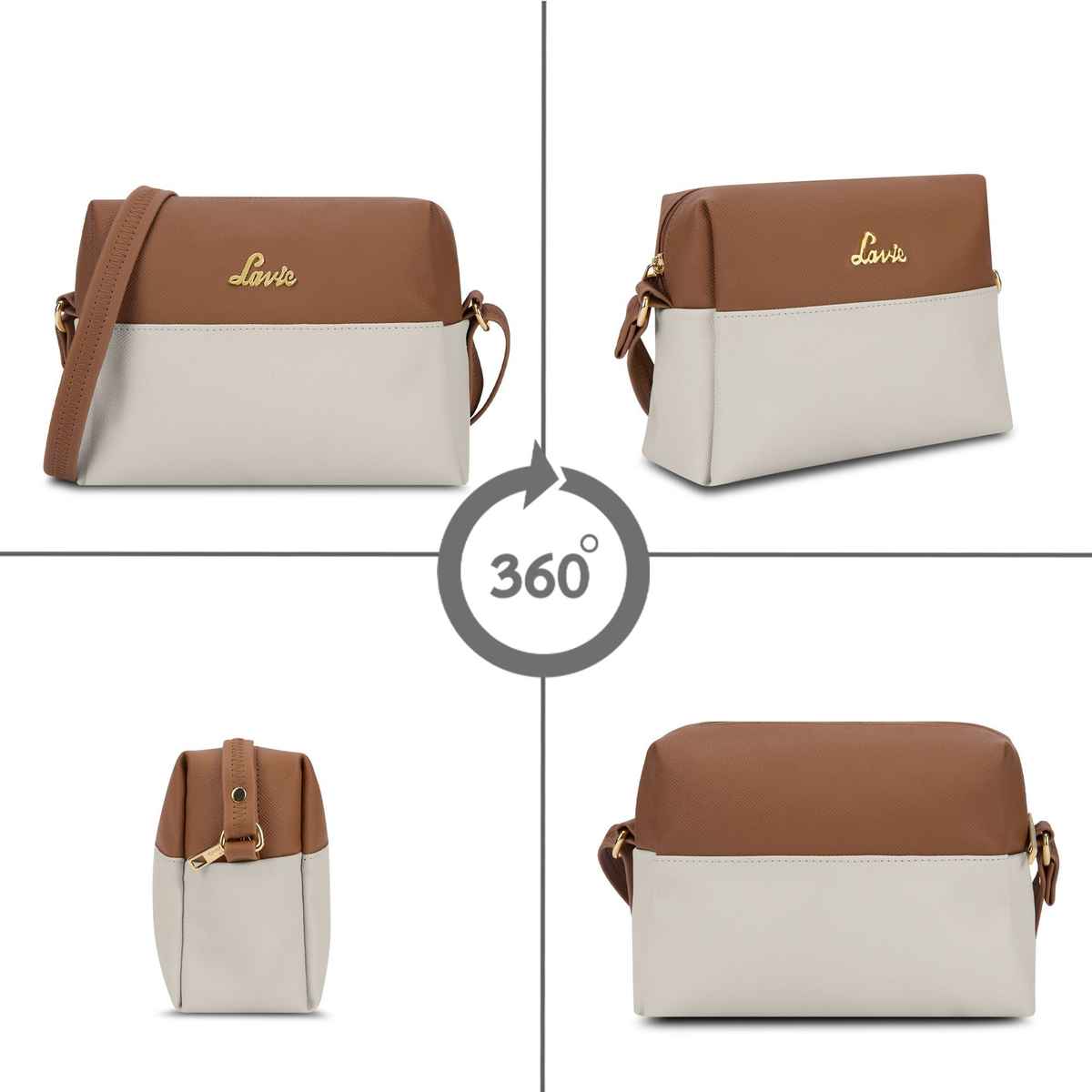 Lavie Women's Ellen Horizontal Cross Body Sling Bag | Ladies Purse Handbag | Off White