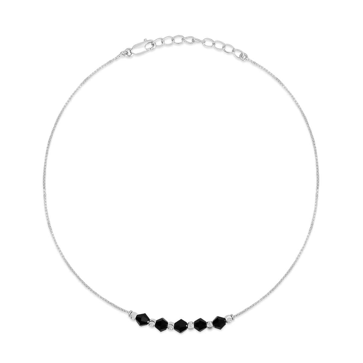 Zavya Solid Rhodium Plated 925 Sterling Silver Chain Anklet