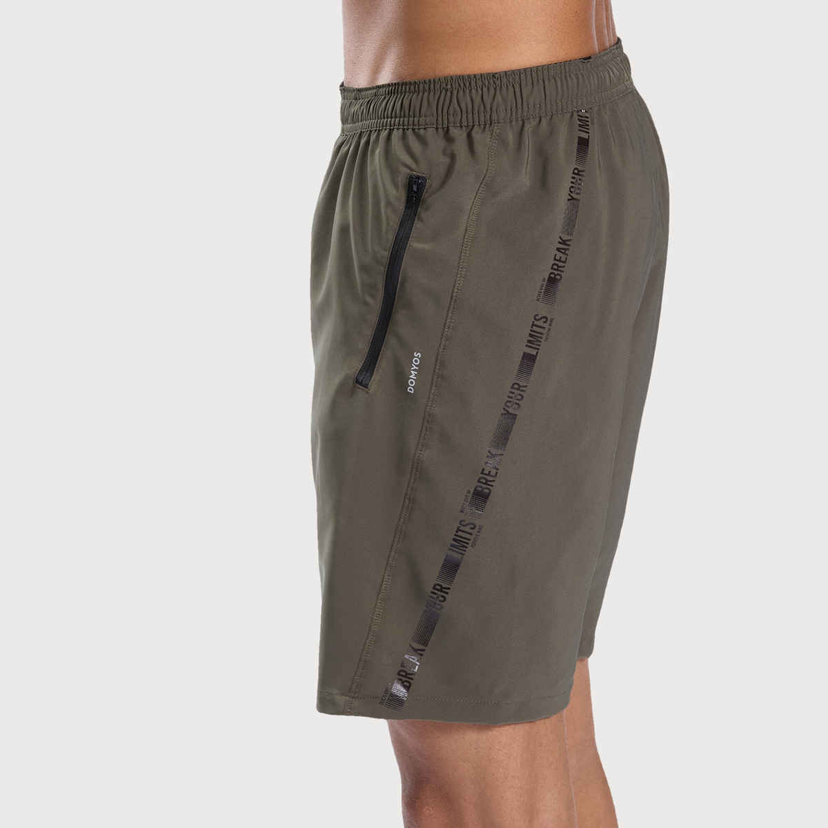 Decathlon Domyos Men's Zip-Pocket Breathable Essential Fitness Shorts | Khaki | L