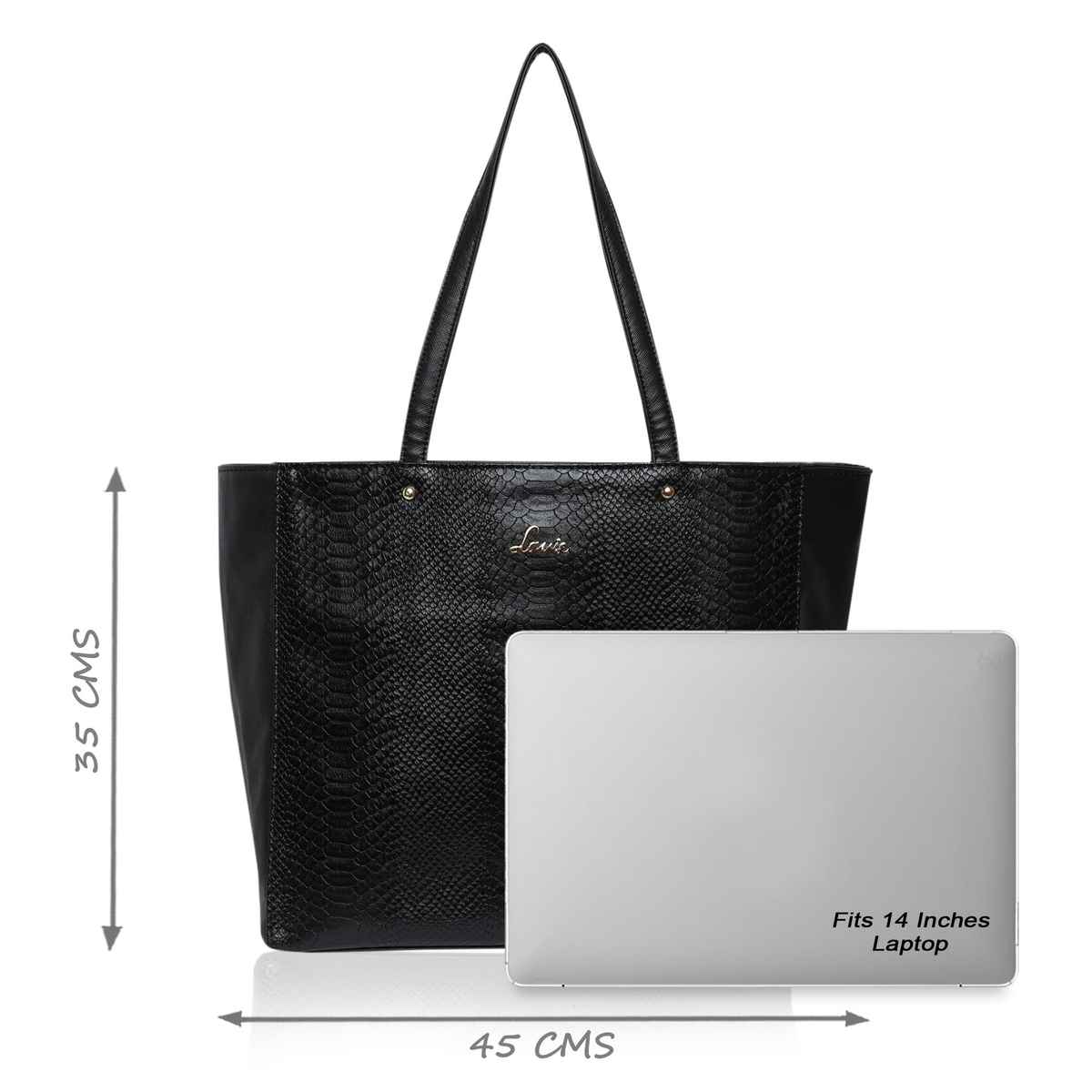 Lavie Women's Croc Nov Tote Handbag | Tote Bag For Work | Ladies purse | Shoulder Bag | Black