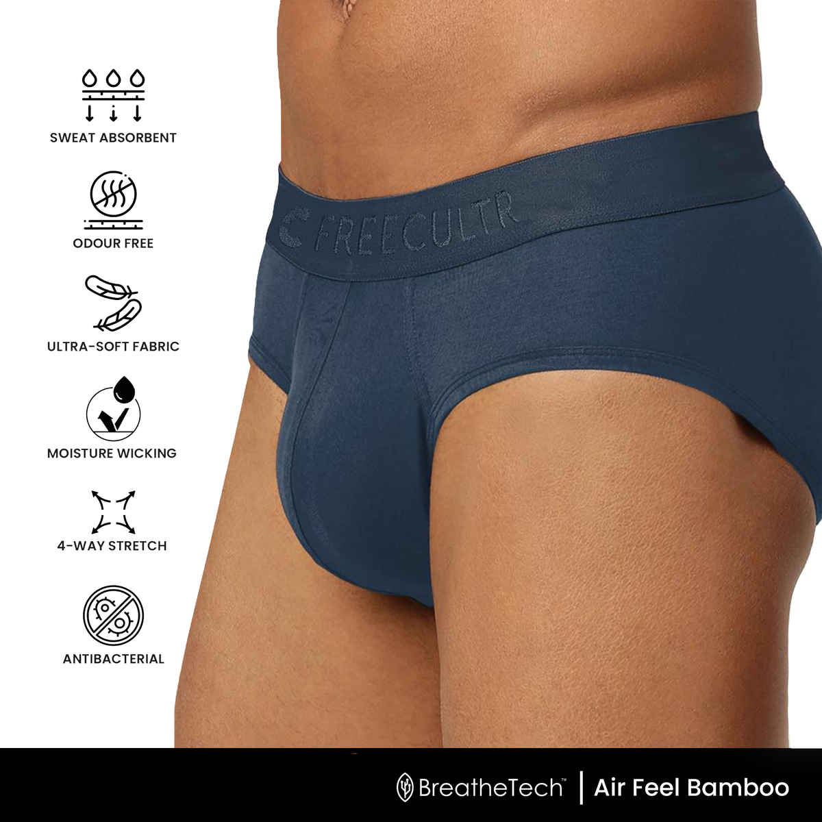 Freecultr Men's Micro Modal Briefs | Cloud White & Space Blue - M