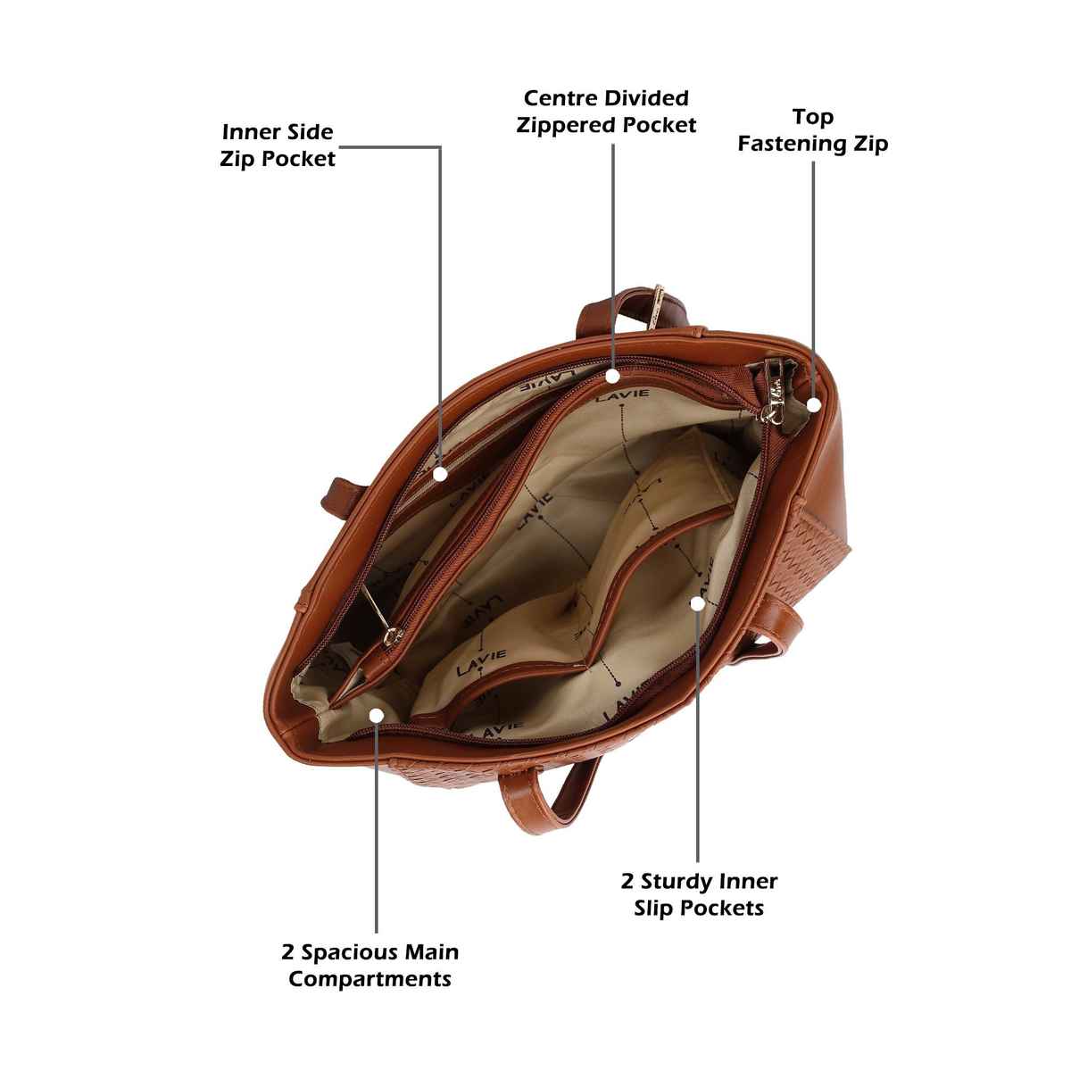 Lavie Women's Bottega Betty Tote Handbag | Tote Bag For Work | Ladies purse | Shoulder Bag | Tan