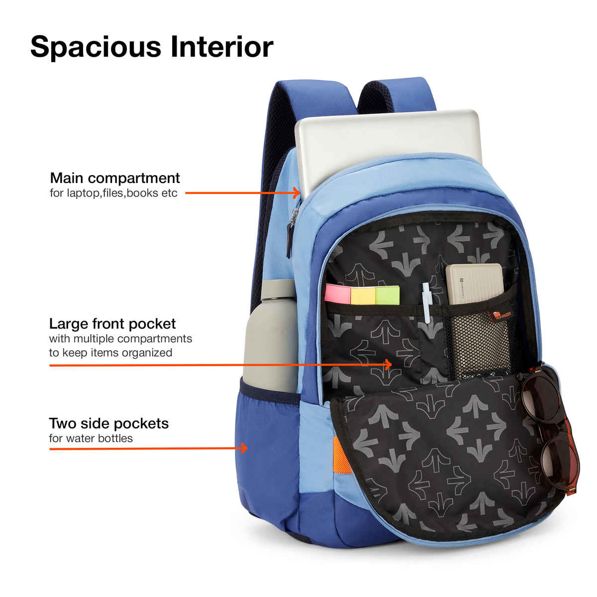 Nasher Miles Technology Polyester Laptop Backpack with Raincover & Front Organiser | Blue - 31 L