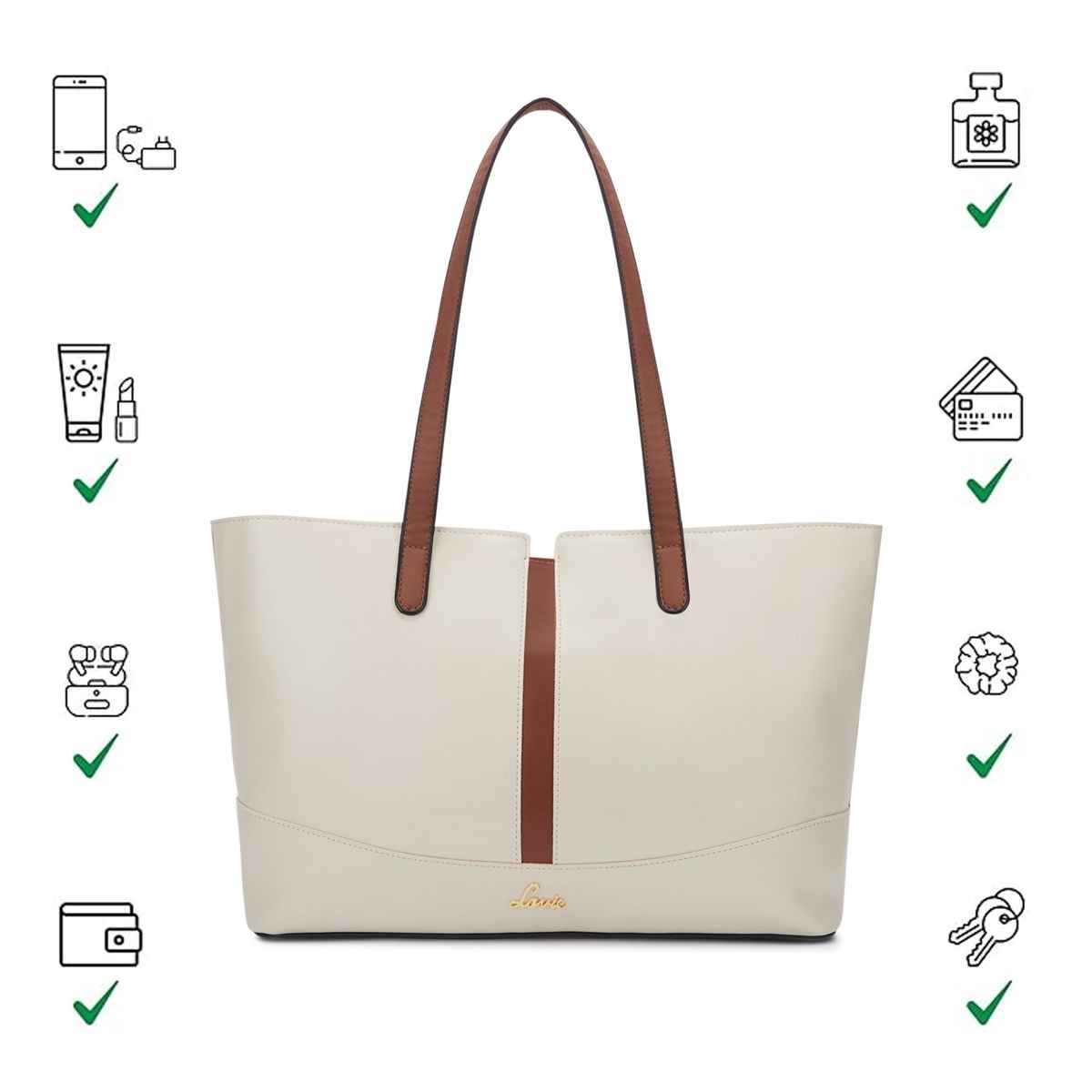 Lavie Women's Lyla Colourblock Tote Handbag | Ladies Purse | Shoulder Bag | Large | Off White